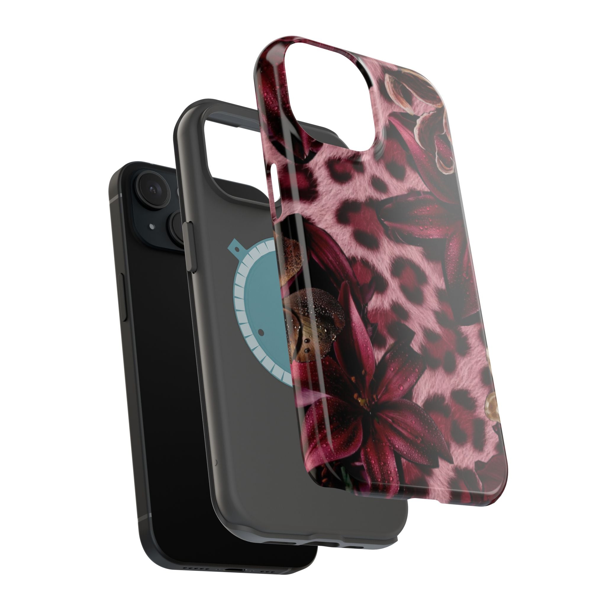 Midnight Bloom Leopard Magnetic Phone Case | MagSafe Compatible Shockproof Protective Cover