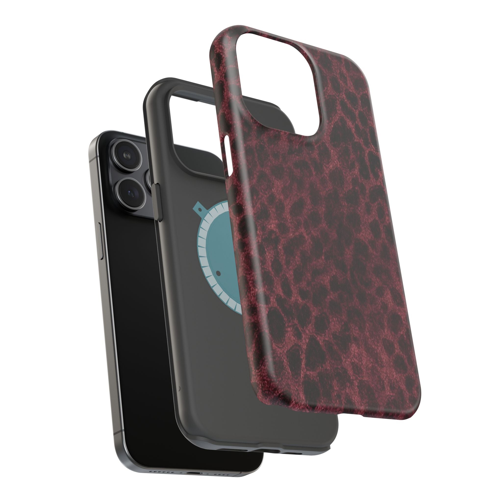 Burgundy Leopard Magnetic Phone Case | MagSafe Compatible Shockproof Protective Cover