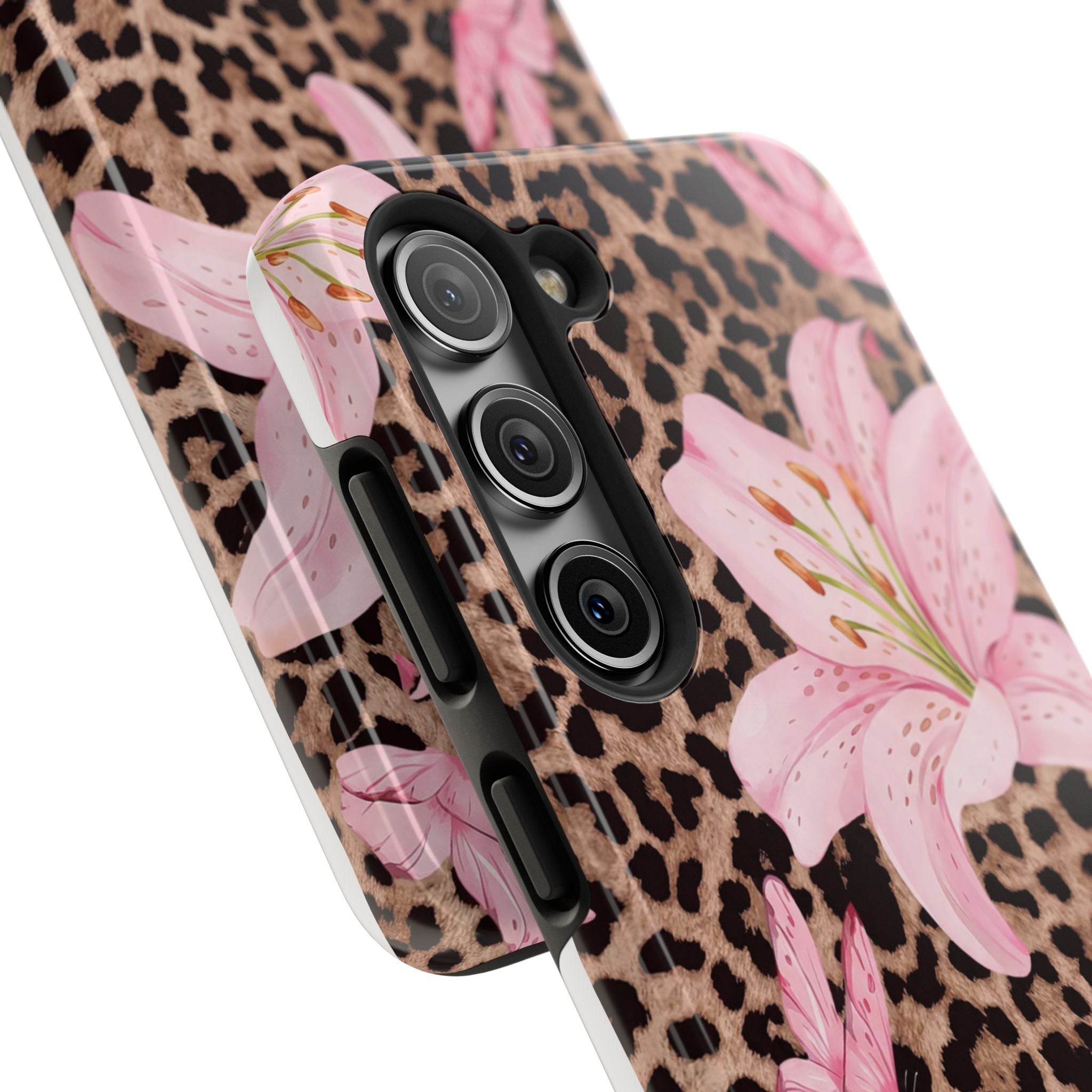 Blush Leopard Lily Magnetic Phone Case | MagSafe Compatible Shockproof Protective Cover