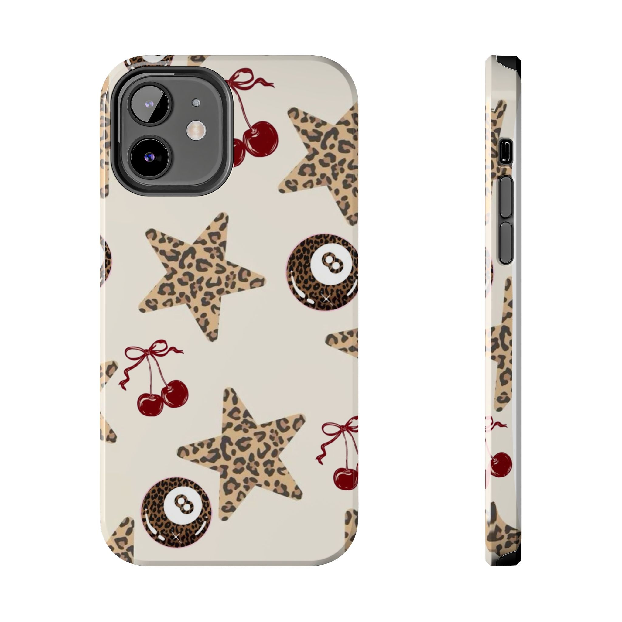 Leopard Star & Cherry Tough Phone Case — Retro Pool 8-Ball Pattern