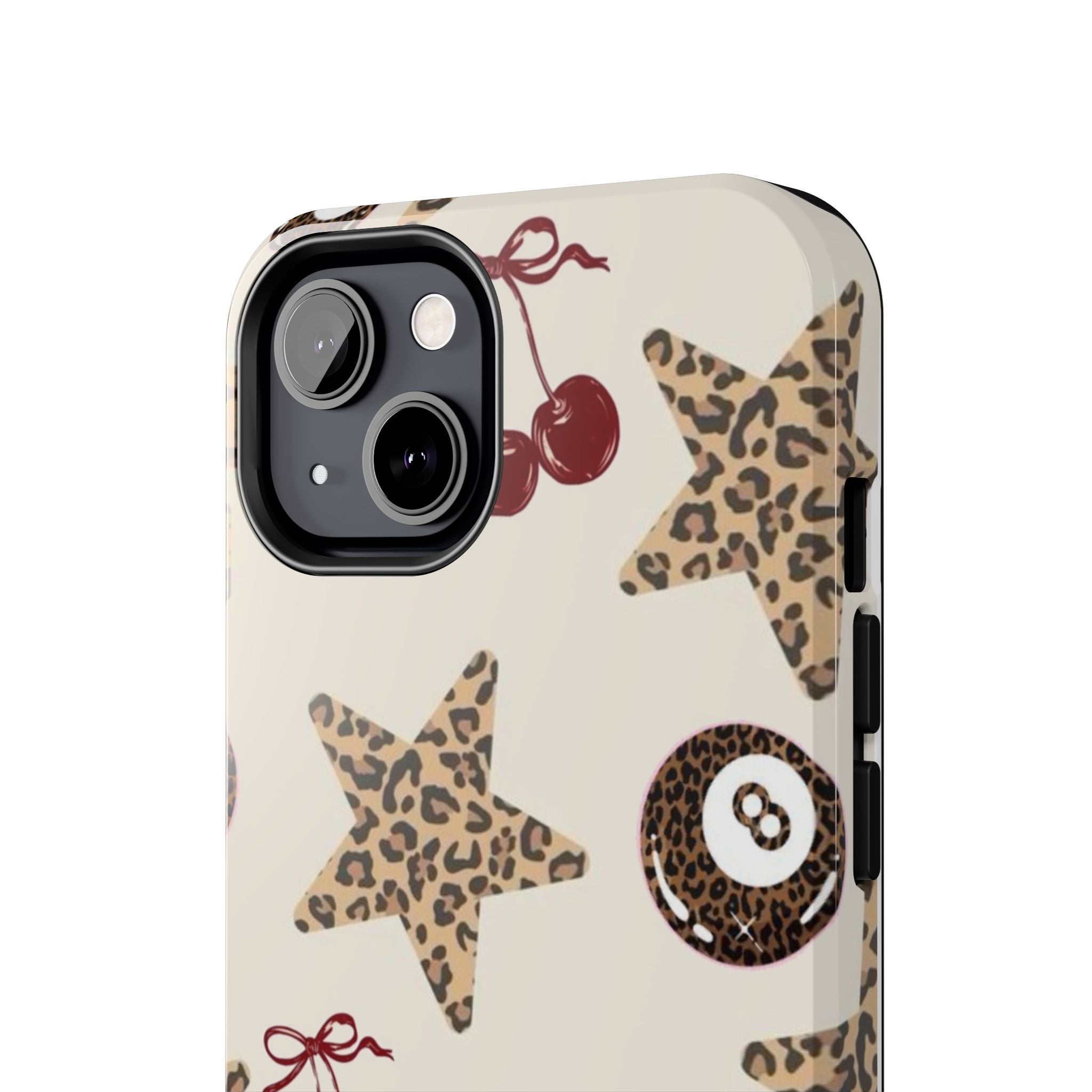Leopard Star & Cherry Tough Phone Case — Retro Pool 8-Ball Pattern