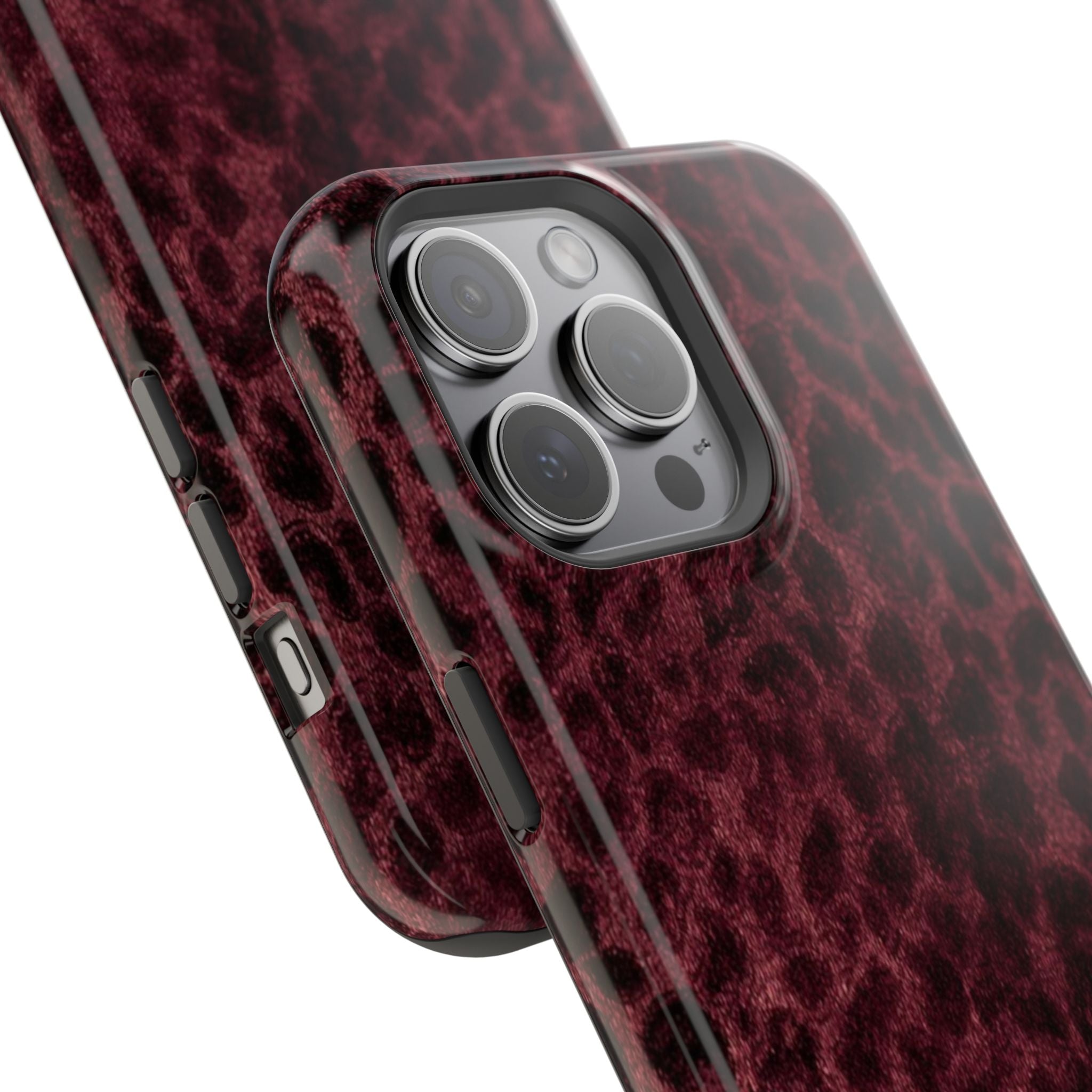 Burgundy Leopard Magnetic Phone Case | MagSafe Compatible Shockproof Protective Cover