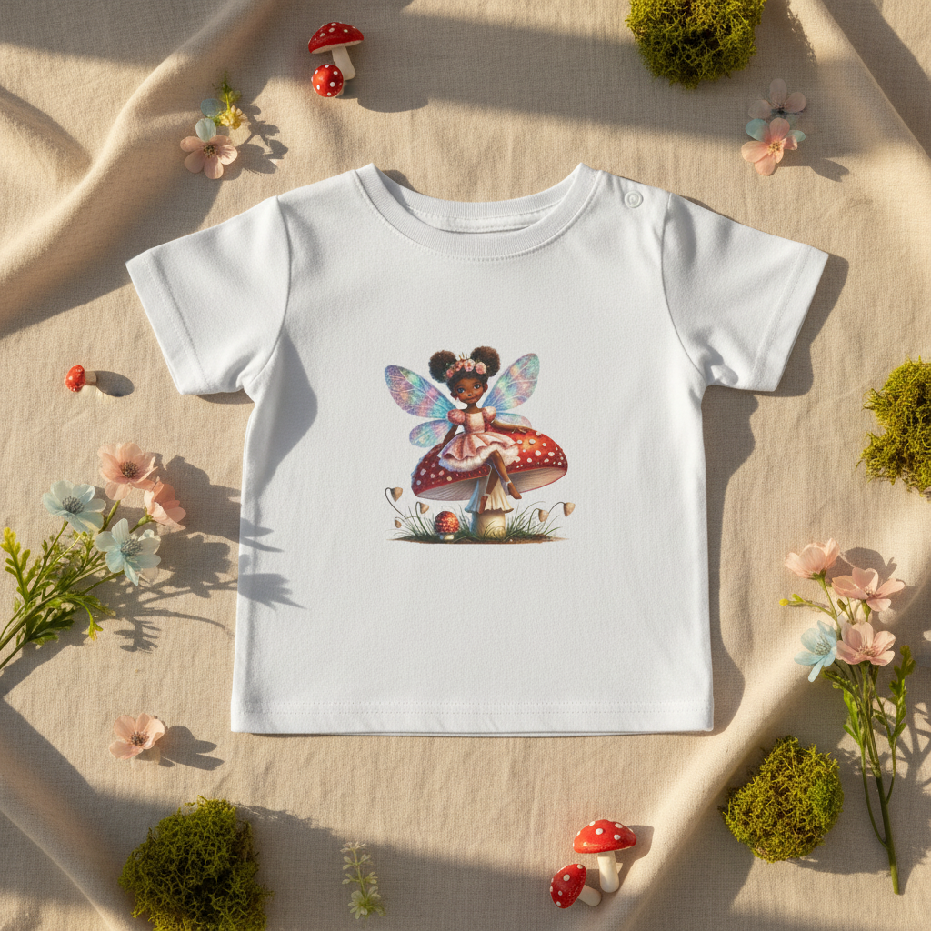 Fairy on Mushroom Baby T-Shirt | Whimsical Fairycore Infant Tee & Newborn Gift