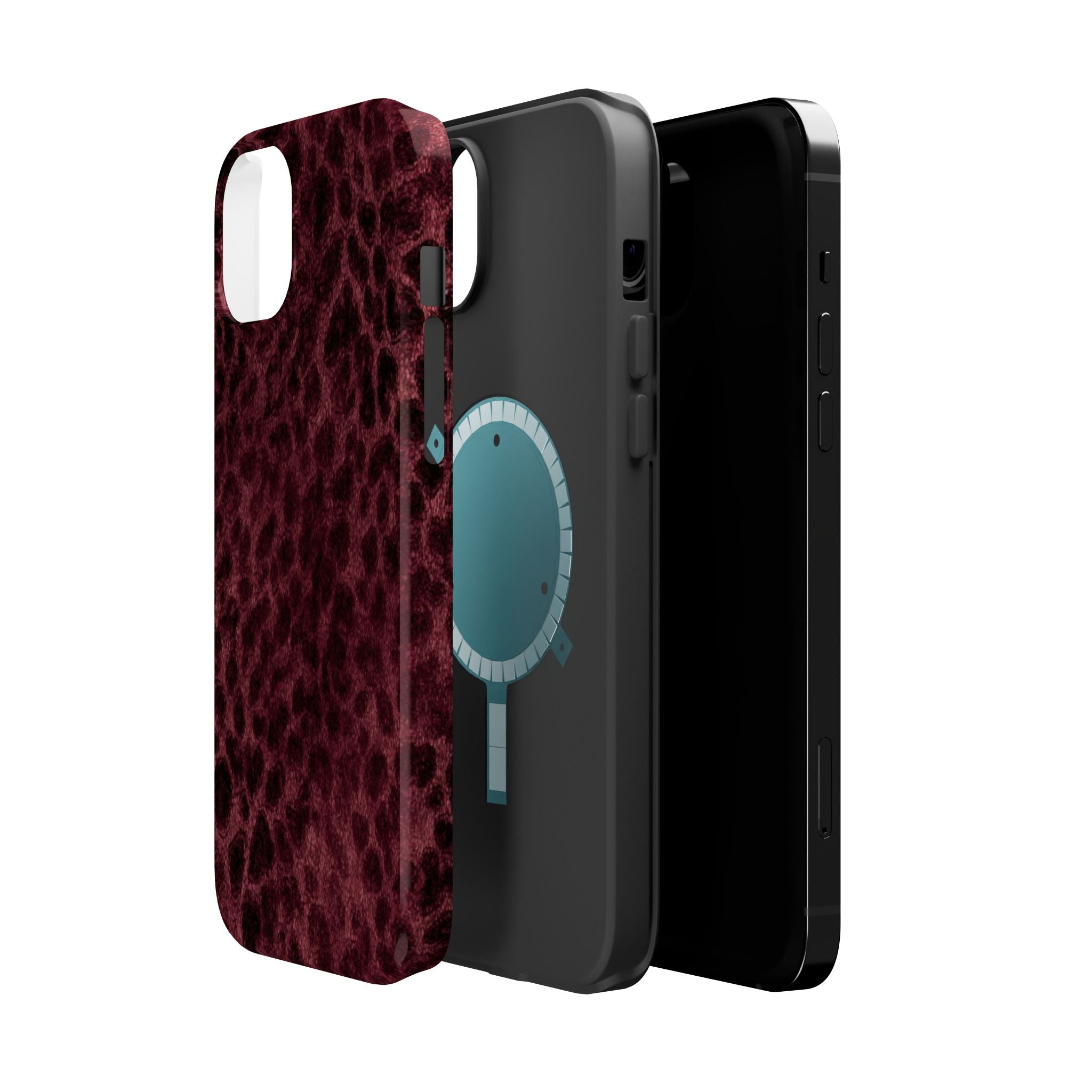 Burgundy Leopard Magnetic Phone Case | MagSafe Compatible Shockproof Protective Cover