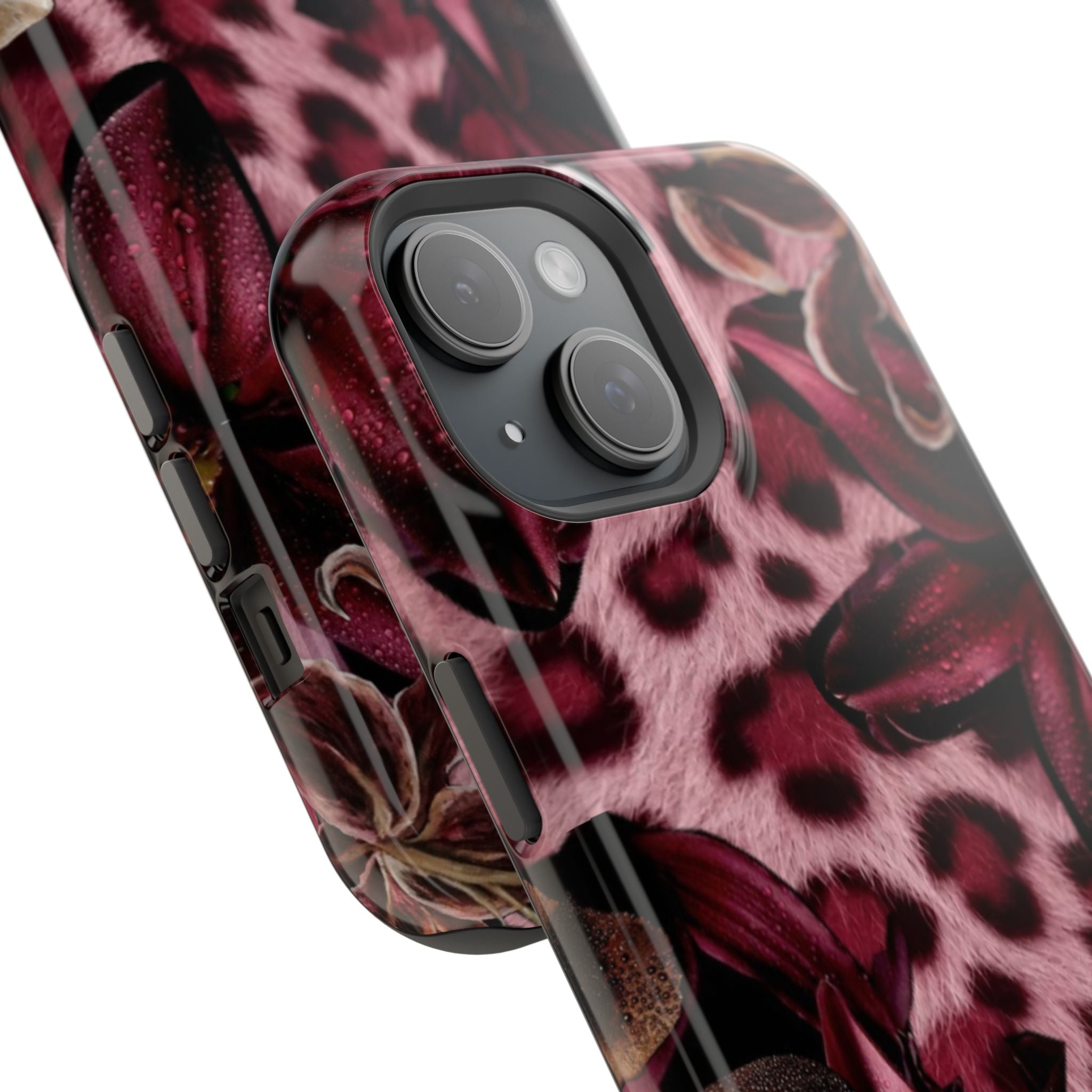 Midnight Bloom Leopard Magnetic Phone Case | MagSafe Compatible Shockproof Protective Cover