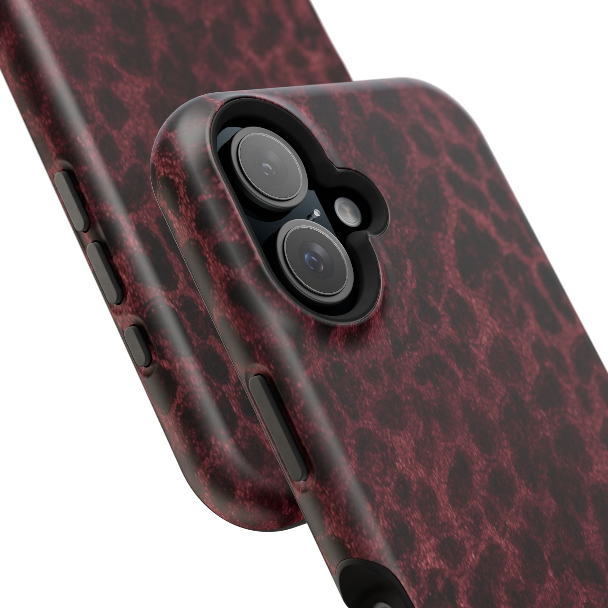 Burgundy Leopard Magnetic Phone Case | MagSafe Compatible Shockproof Protective Cover