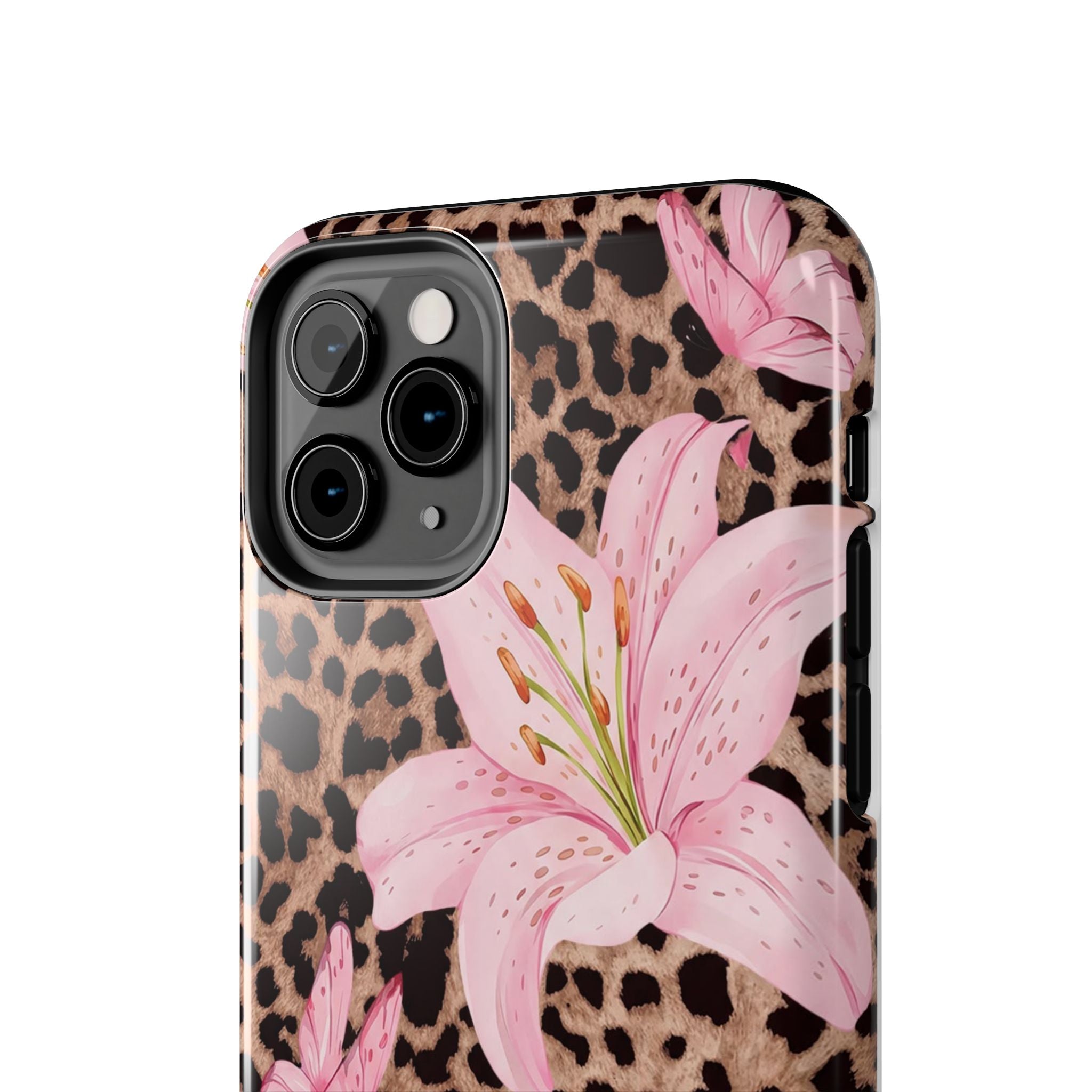 Blush Leopard Lily Magnetic Phone Case | MagSafe Compatible Shockproof Protective Cover