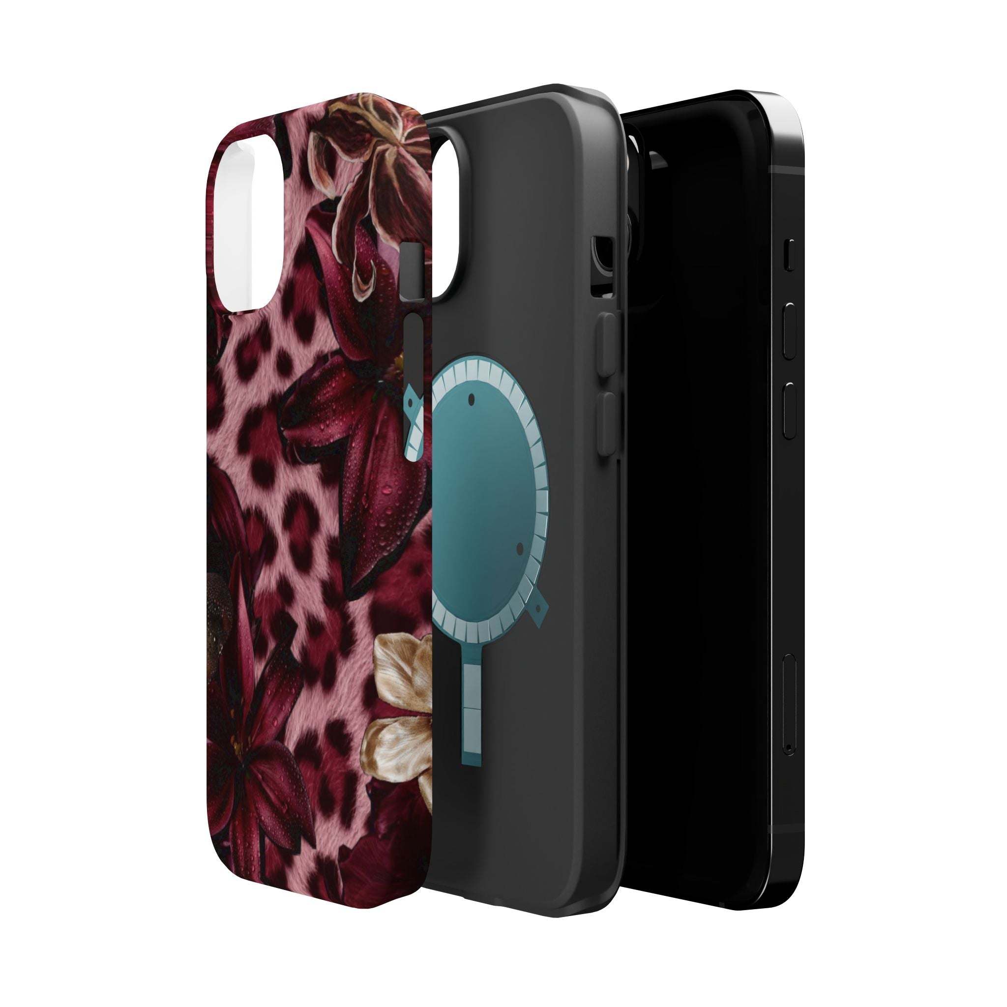 Midnight Bloom Leopard Magnetic Phone Case | MagSafe Compatible Shockproof Protective Cover