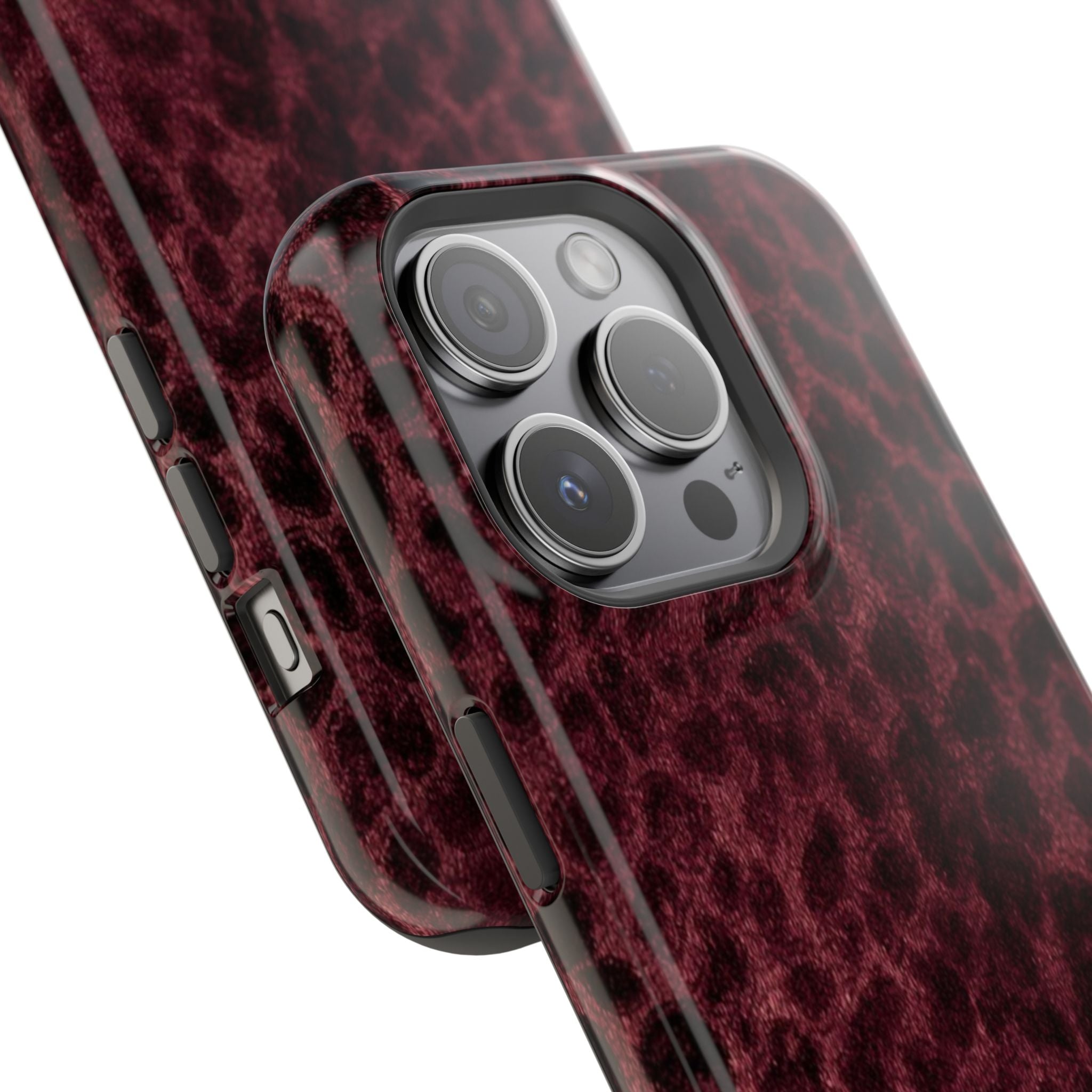 Burgundy Leopard Magnetic Phone Case | MagSafe Compatible Shockproof Protective Cover