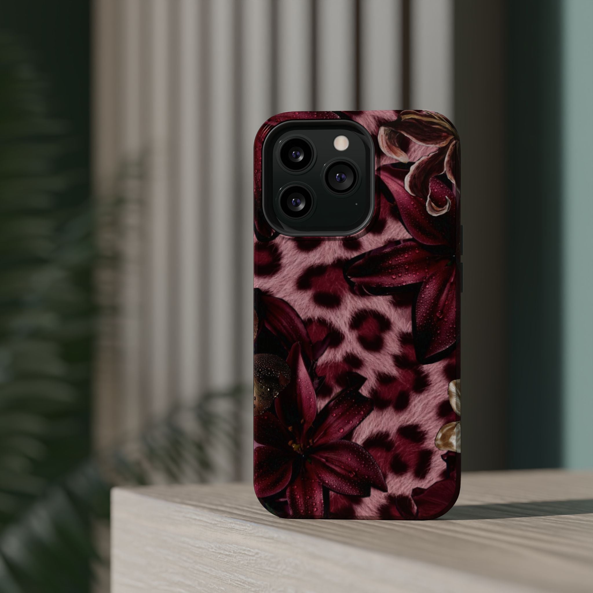 Midnight Bloom Leopard Magnetic Phone Case | MagSafe Compatible Shockproof Protective Cover