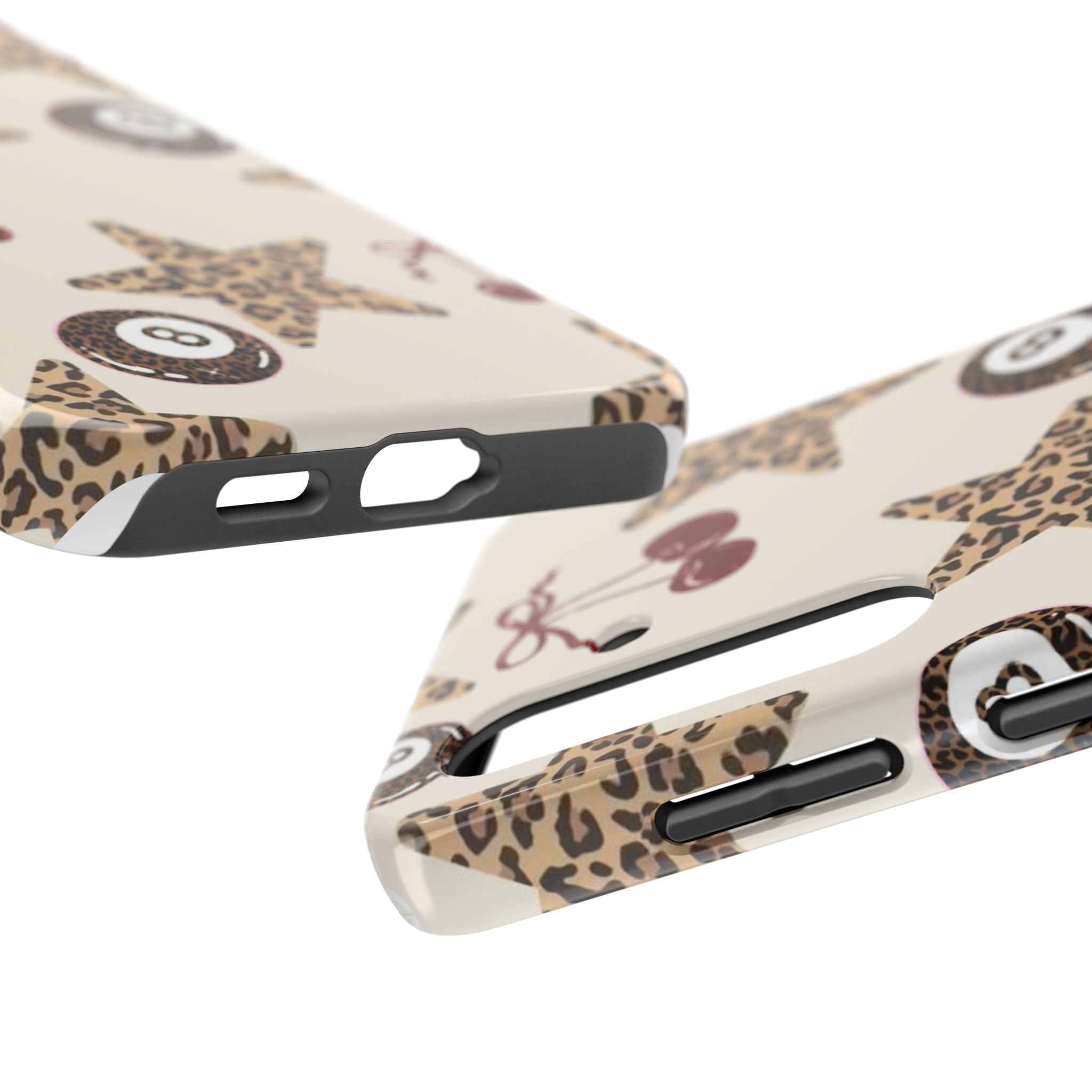 Leopard Star & Cherry Tough Phone Case — Retro Pool 8-Ball Pattern