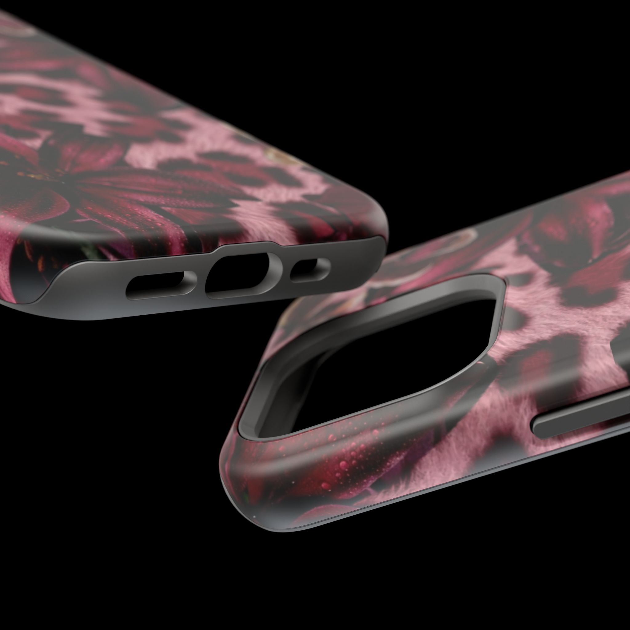 Midnight Bloom Leopard Magnetic Phone Case | MagSafe Compatible Shockproof Protective Cover