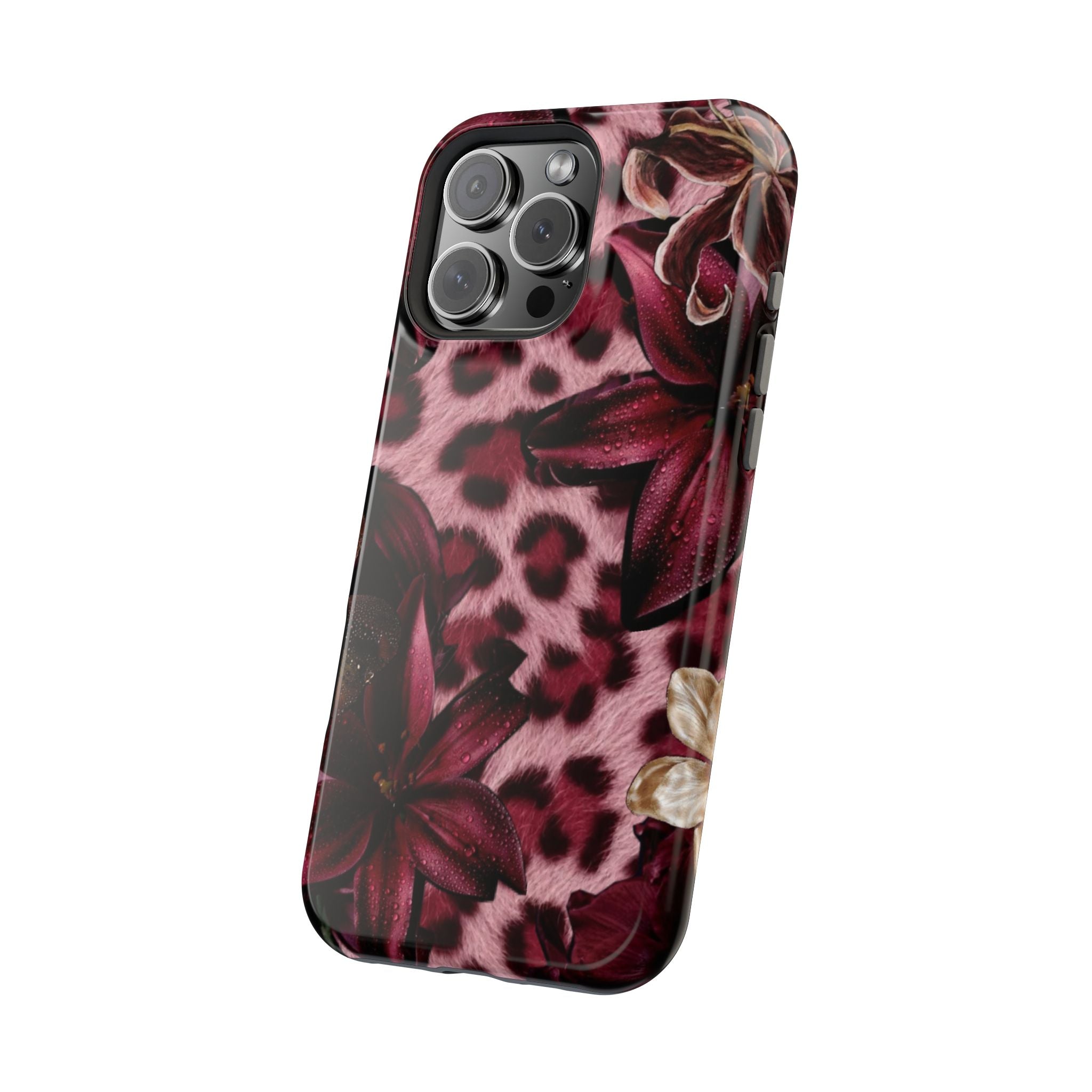 Midnight Bloom Leopard Magnetic Phone Case | MagSafe Compatible Shockproof Protective Cover
