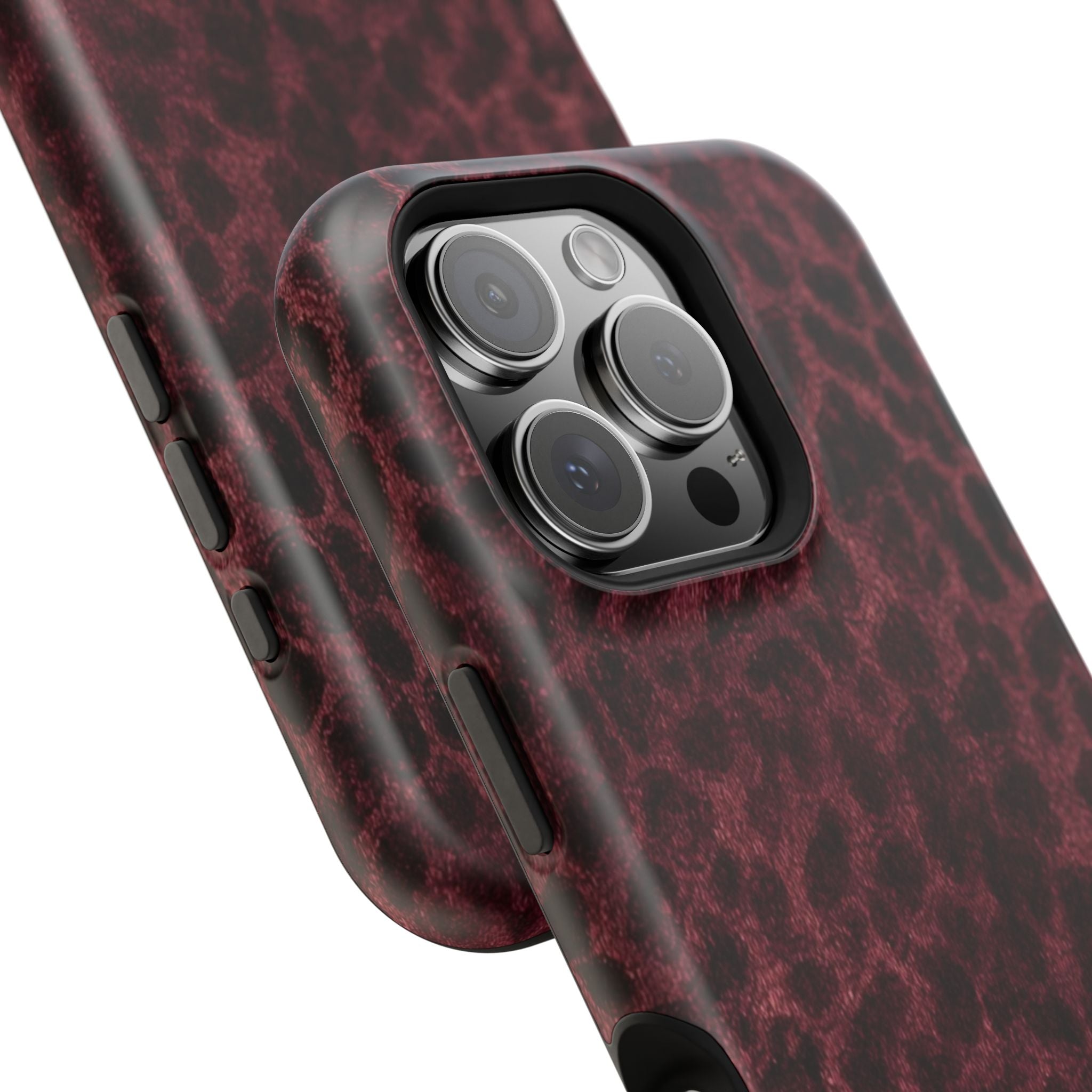 Burgundy Leopard Magnetic Phone Case | MagSafe Compatible Shockproof Protective Cover