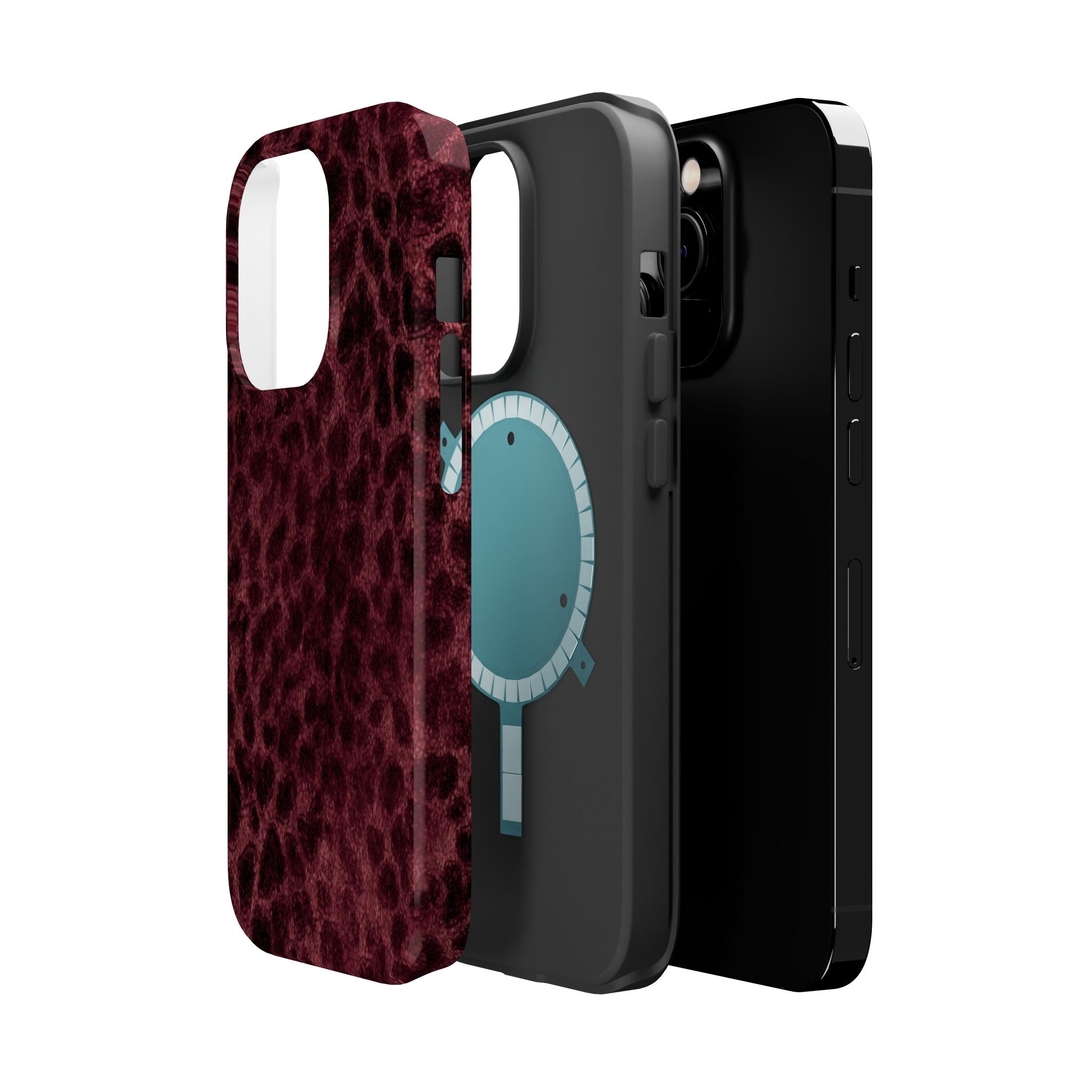 Burgundy Leopard Magnetic Phone Case | MagSafe Compatible Shockproof Protective Cover