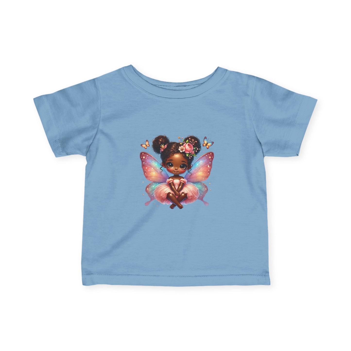 Brown Baby Fairy Infant Tee with Colorful Butterfly Wings | Whimsical Fairycore Shirt
