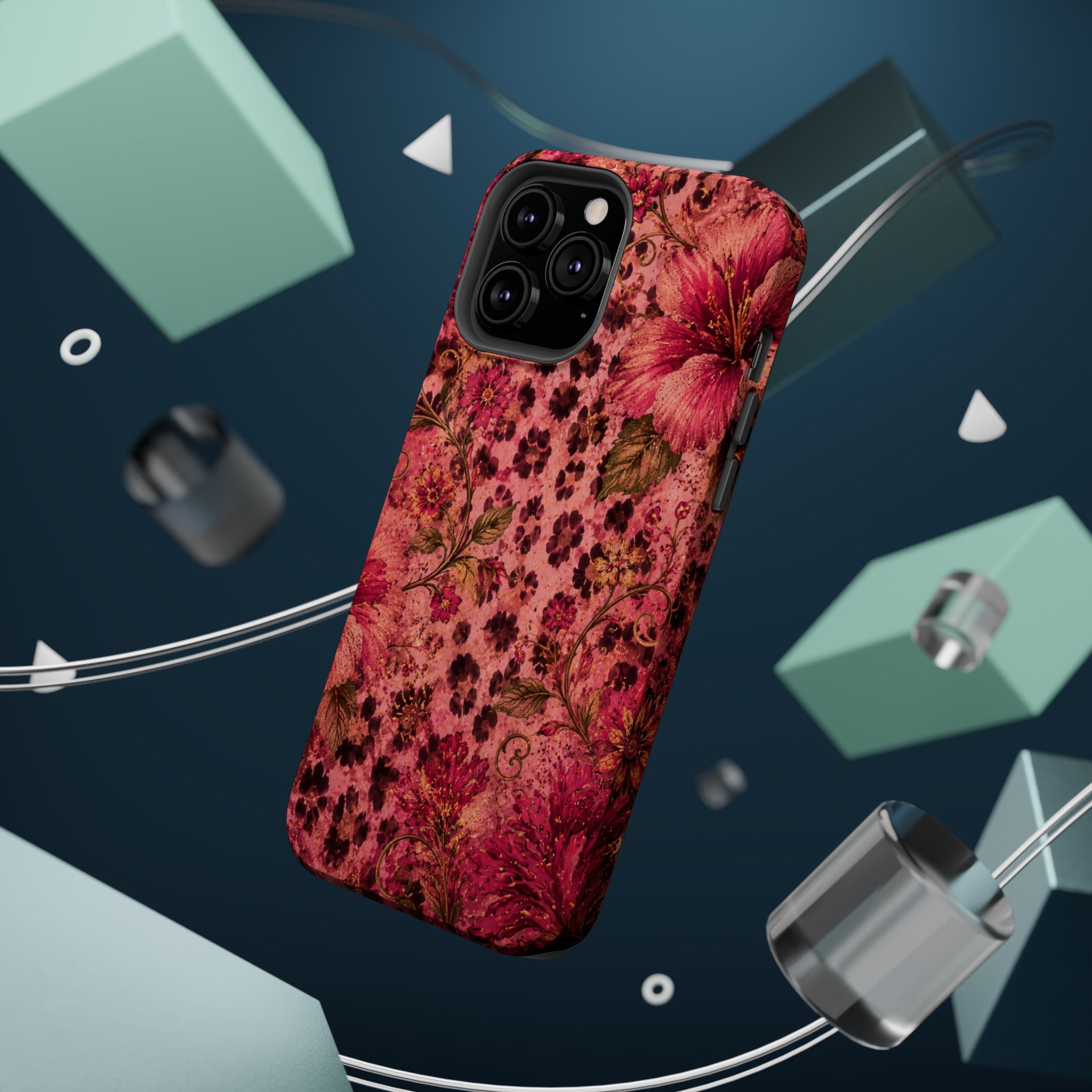 Floral Vintage Rose Magnetic Impact-Resistant Phone Case