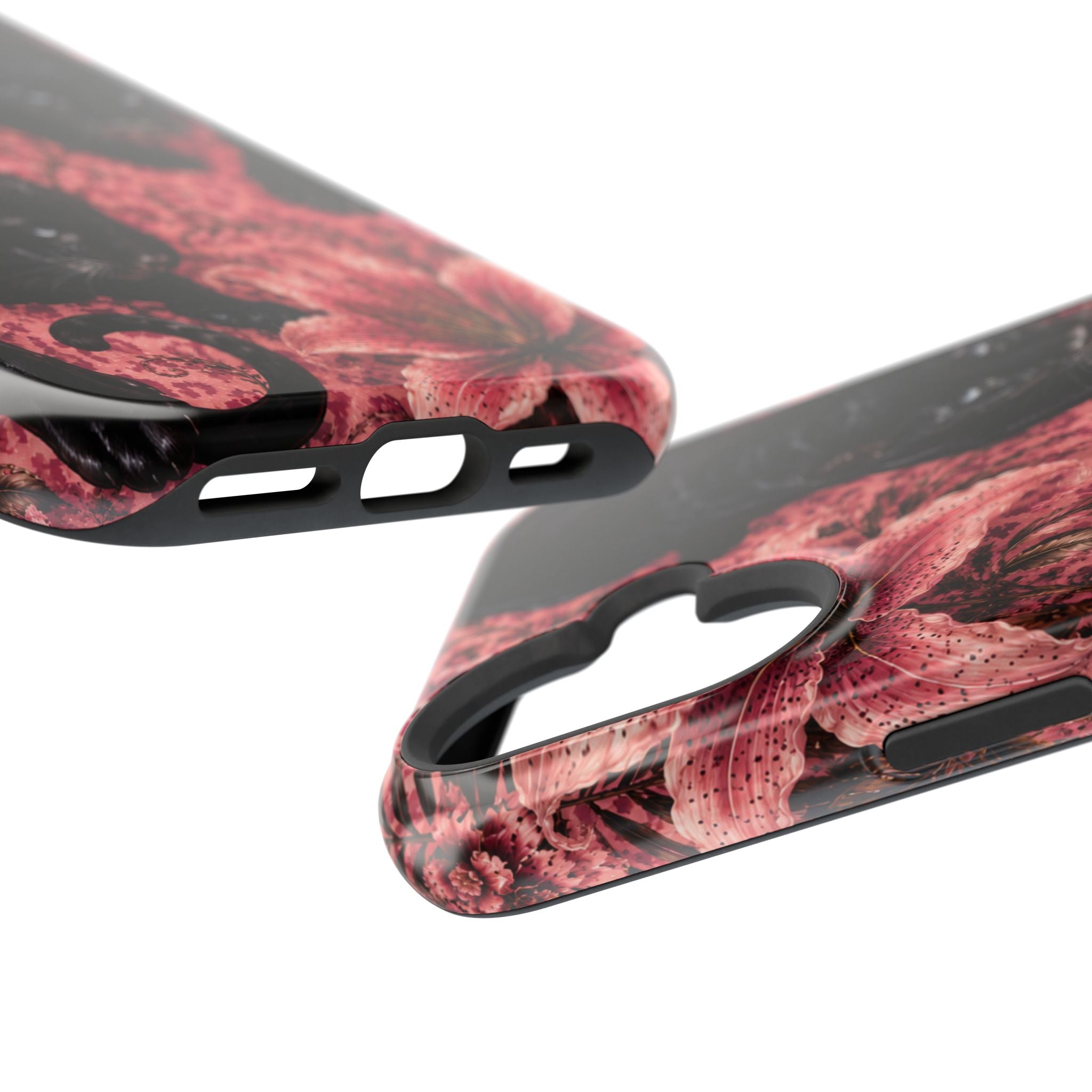 Protective Phone Case — Black Panthers & Pink Floral Impact-Resistant Magnetic Case