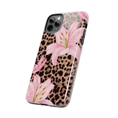 Blush Leopard Lily Magnetic Phone Case | MagSafe Compatible Shockproof Protective Cover