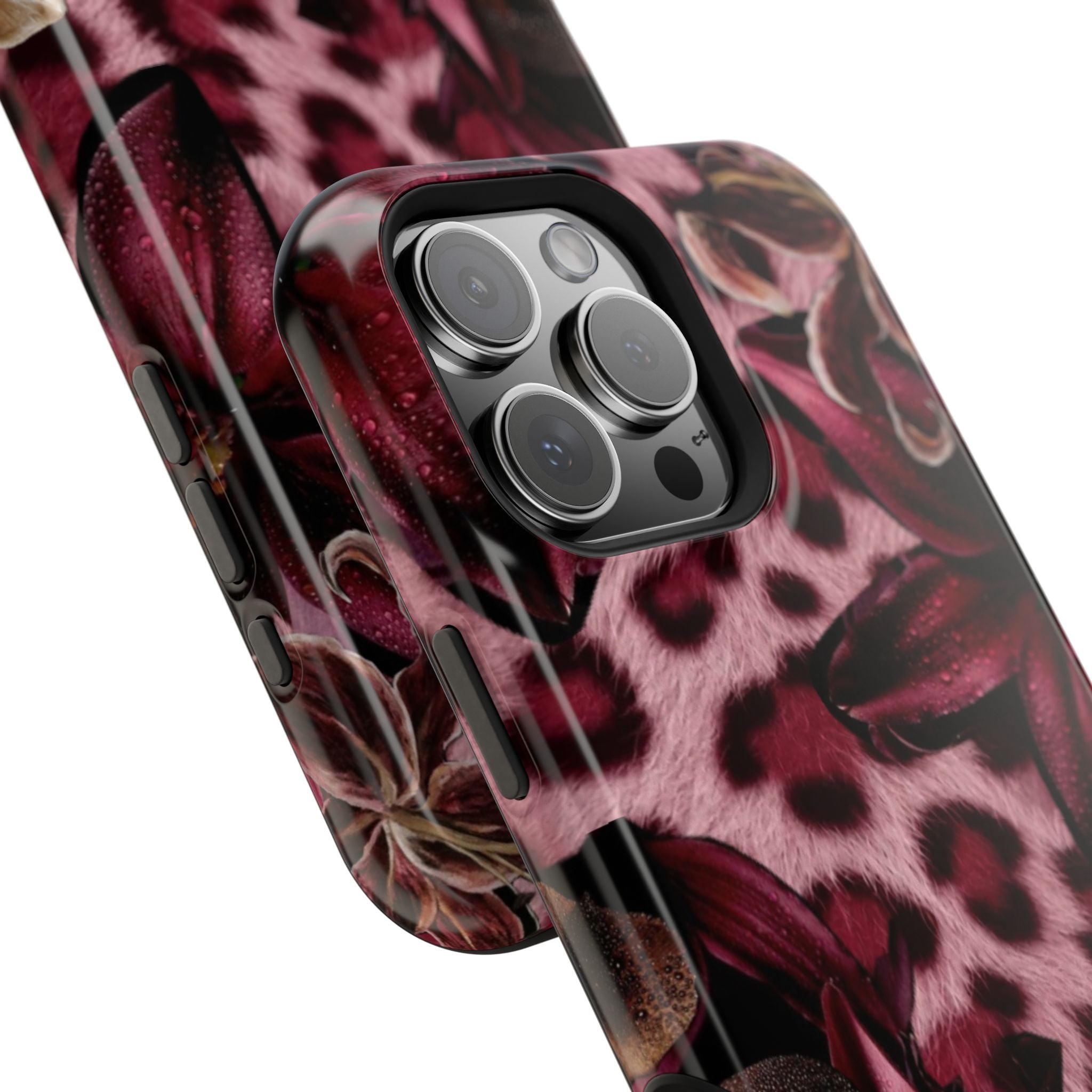 Midnight Bloom Leopard Magnetic Phone Case | MagSafe Compatible Shockproof Protective Cover