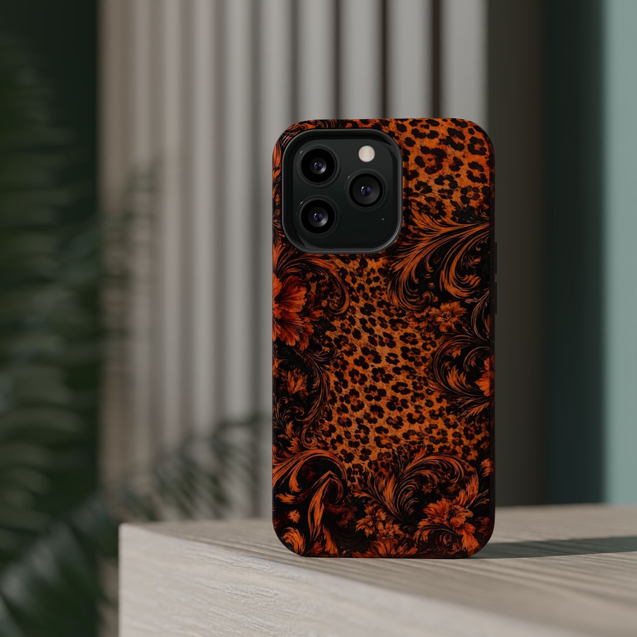 Leopard Baroque Magnetic Phone Case | MagSafe Compatible Shockproof Protective Cover