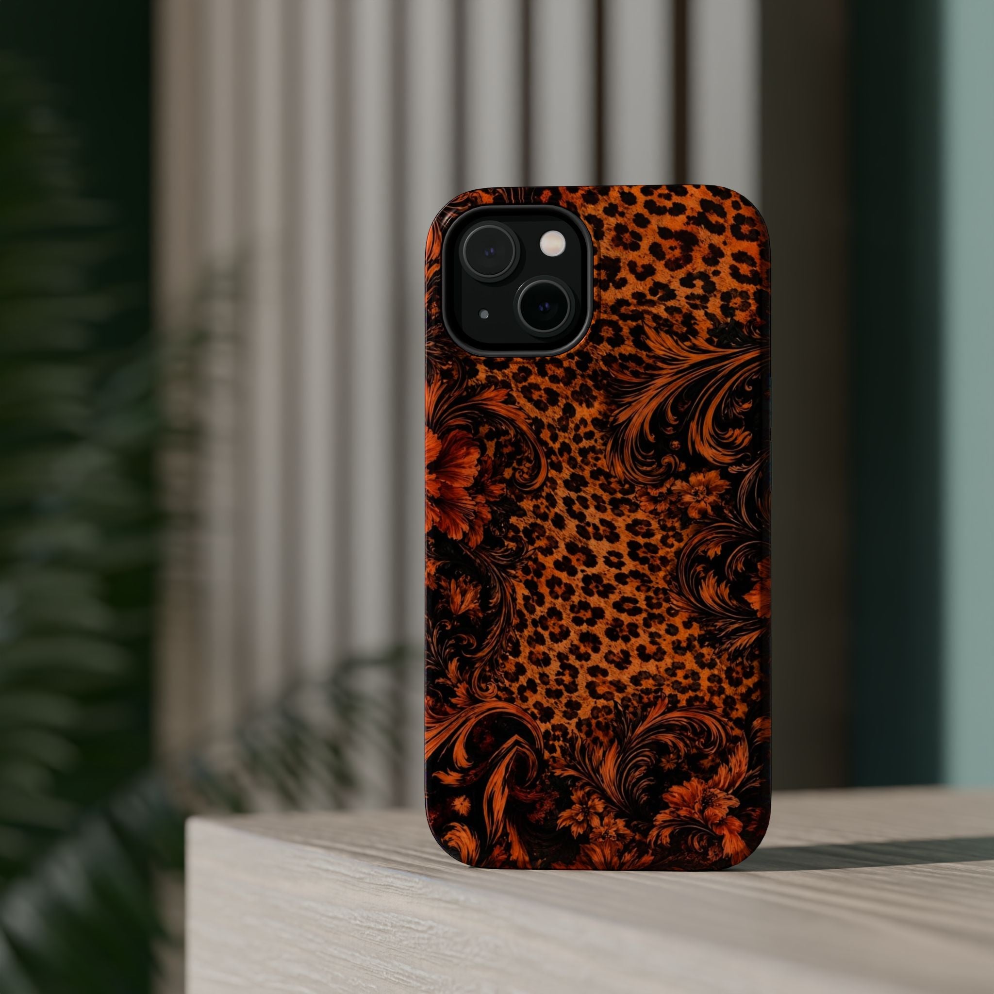 Leopard Baroque Magnetic Phone Case | MagSafe Compatible Shockproof Protective Cover