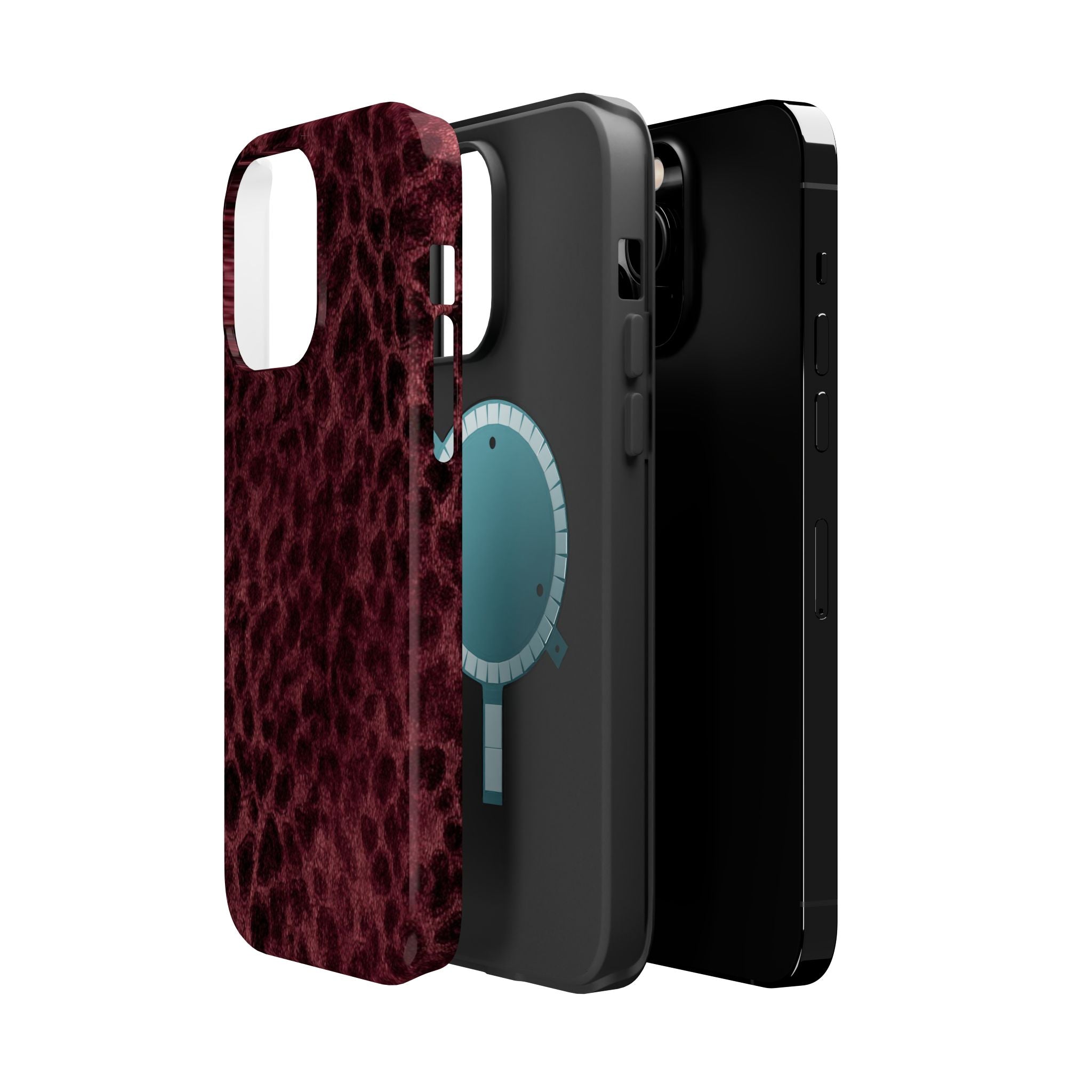 Burgundy Leopard Magnetic Phone Case | MagSafe Compatible Shockproof Protective Cover
