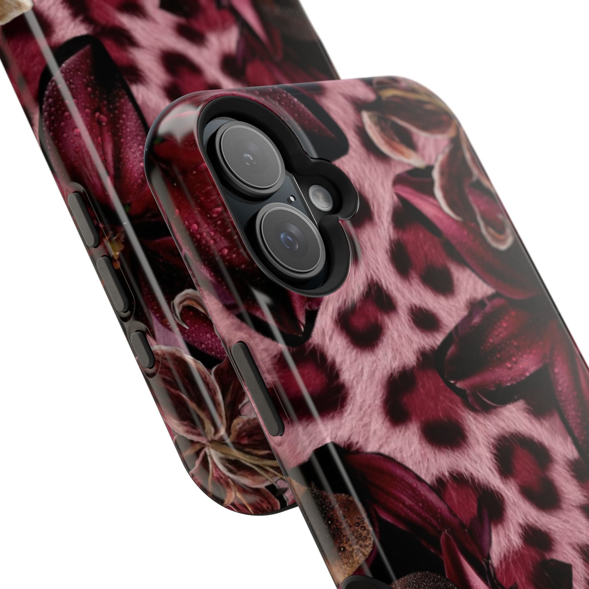 Midnight Bloom Leopard Magnetic Phone Case | MagSafe Compatible Shockproof Protective Cover