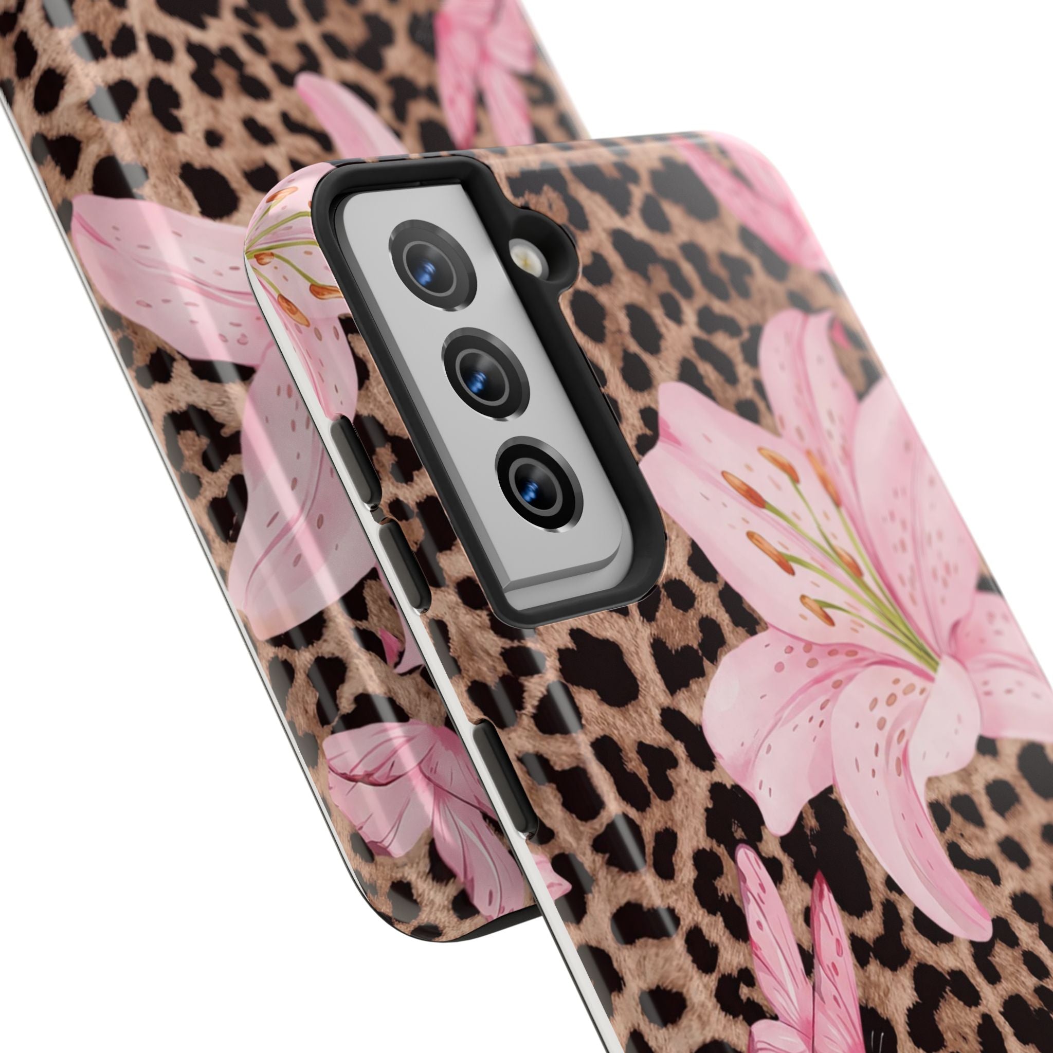 Blush Leopard Lily Magnetic Phone Case | MagSafe Compatible Shockproof Protective Cover