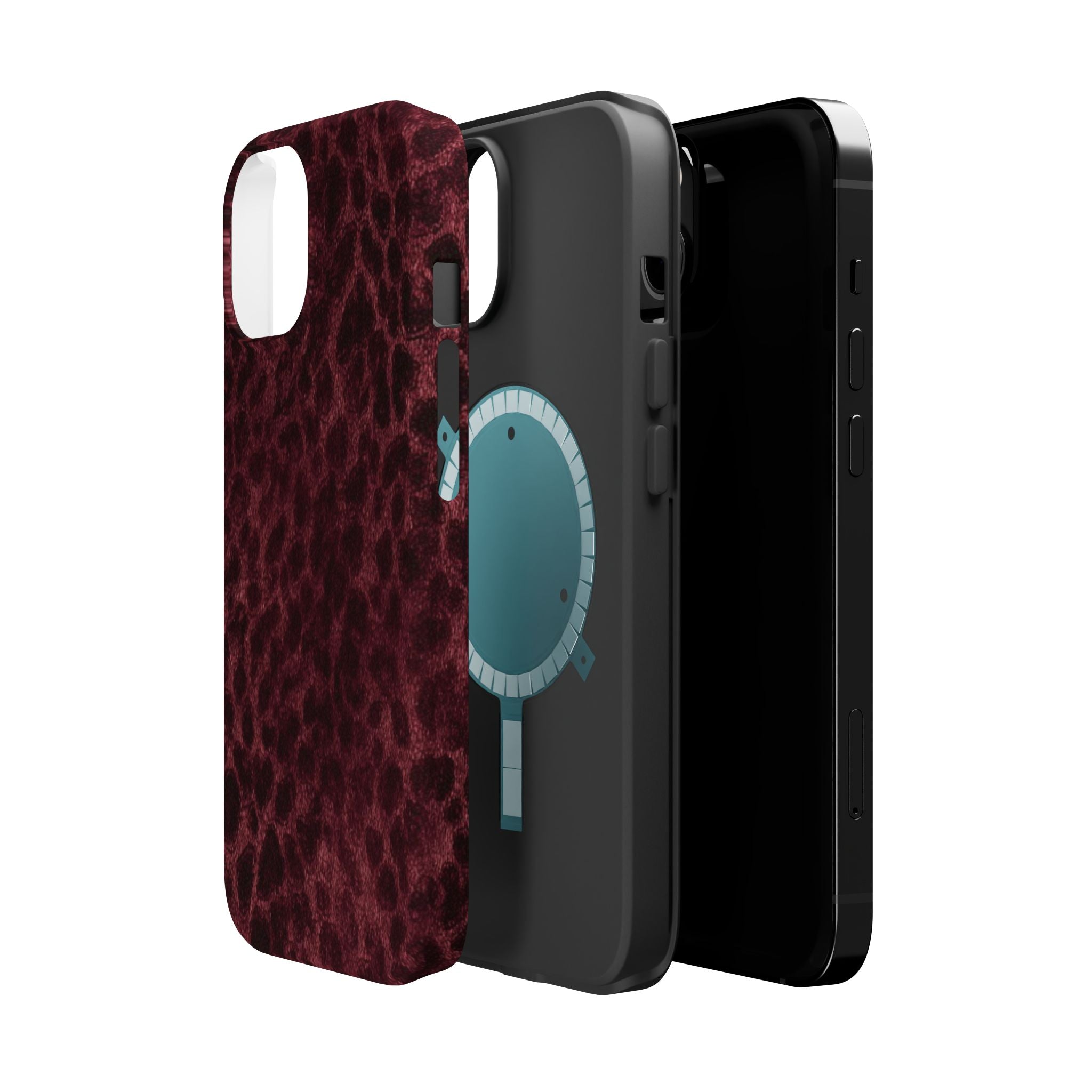Burgundy Leopard Magnetic Phone Case | MagSafe Compatible Shockproof Protective Cover
