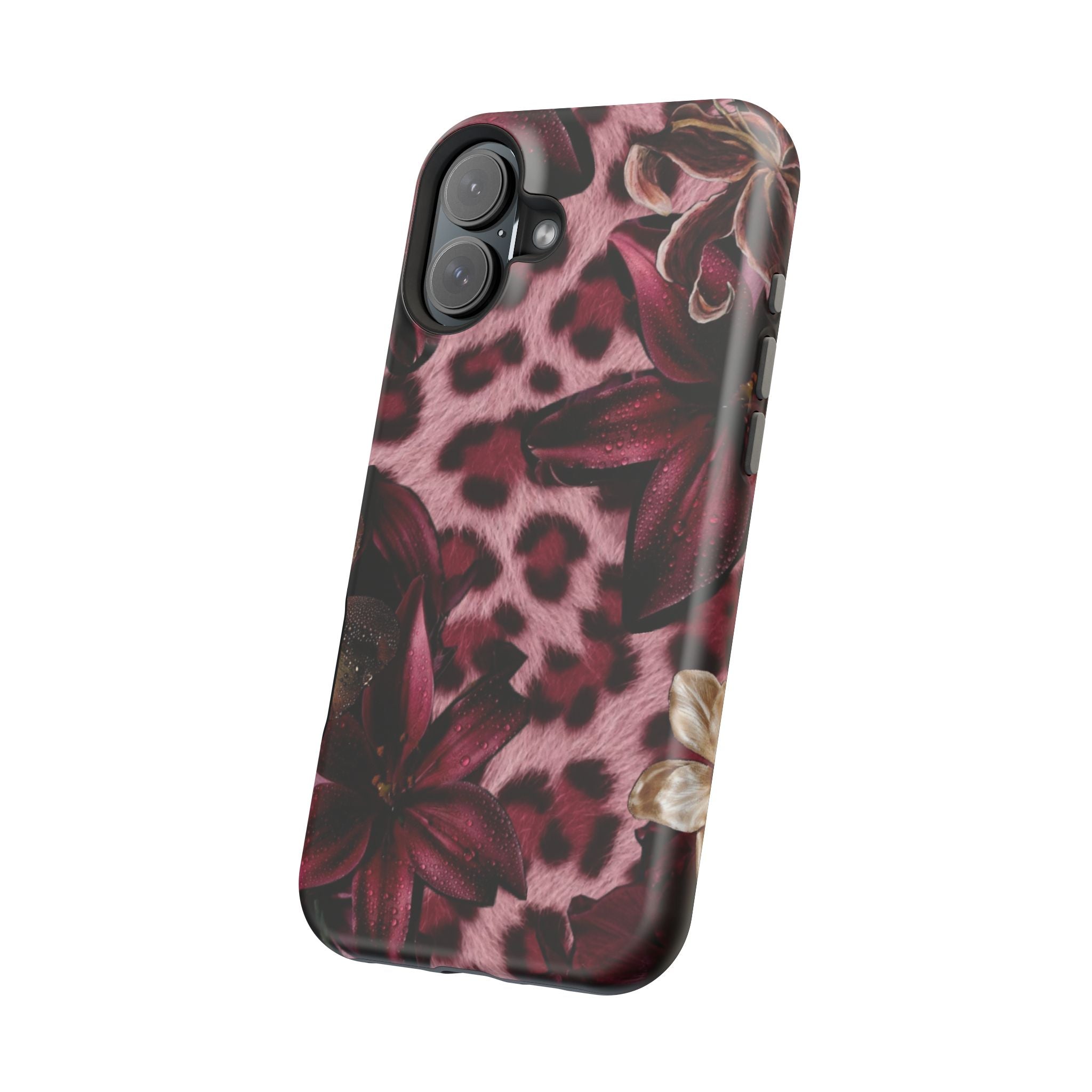 Midnight Bloom Leopard Magnetic Phone Case | MagSafe Compatible Shockproof Protective Cover