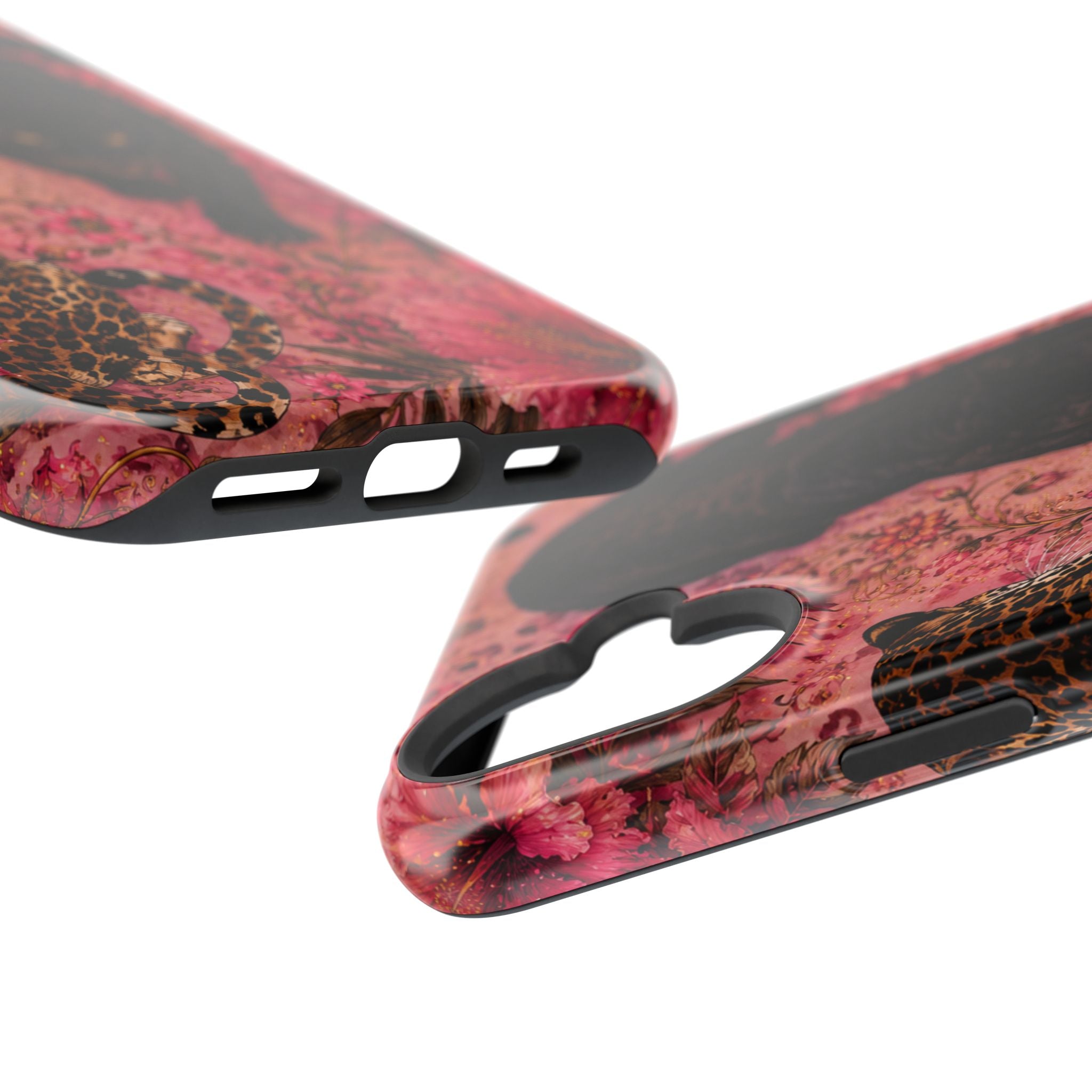 Black Panther & Leopard Floral Magnetic Impact-Resistant Phone Case | MagSafe Compatible Shockproof Cover