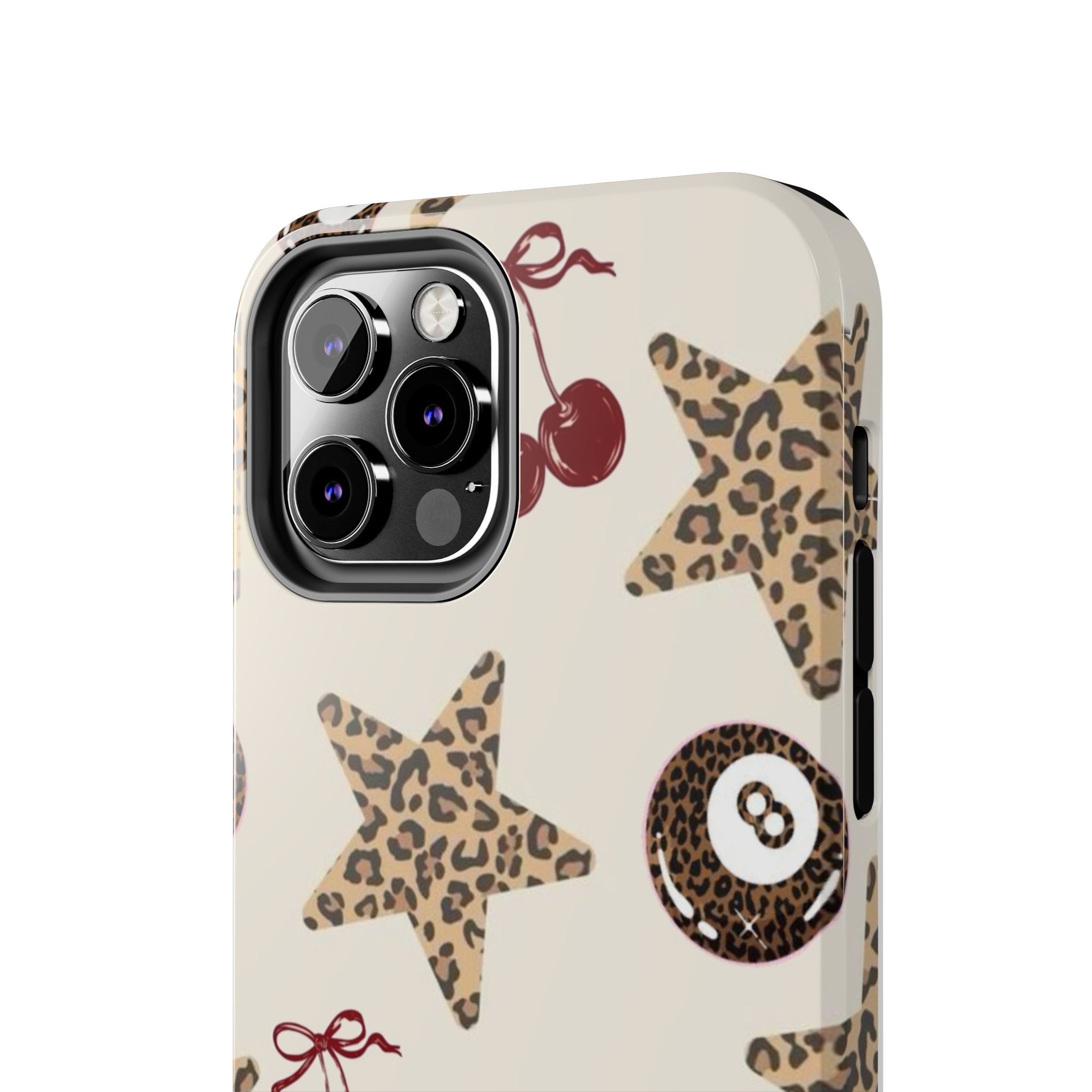 Leopard Star & Cherry Tough Phone Case — Retro Pool 8-Ball Pattern