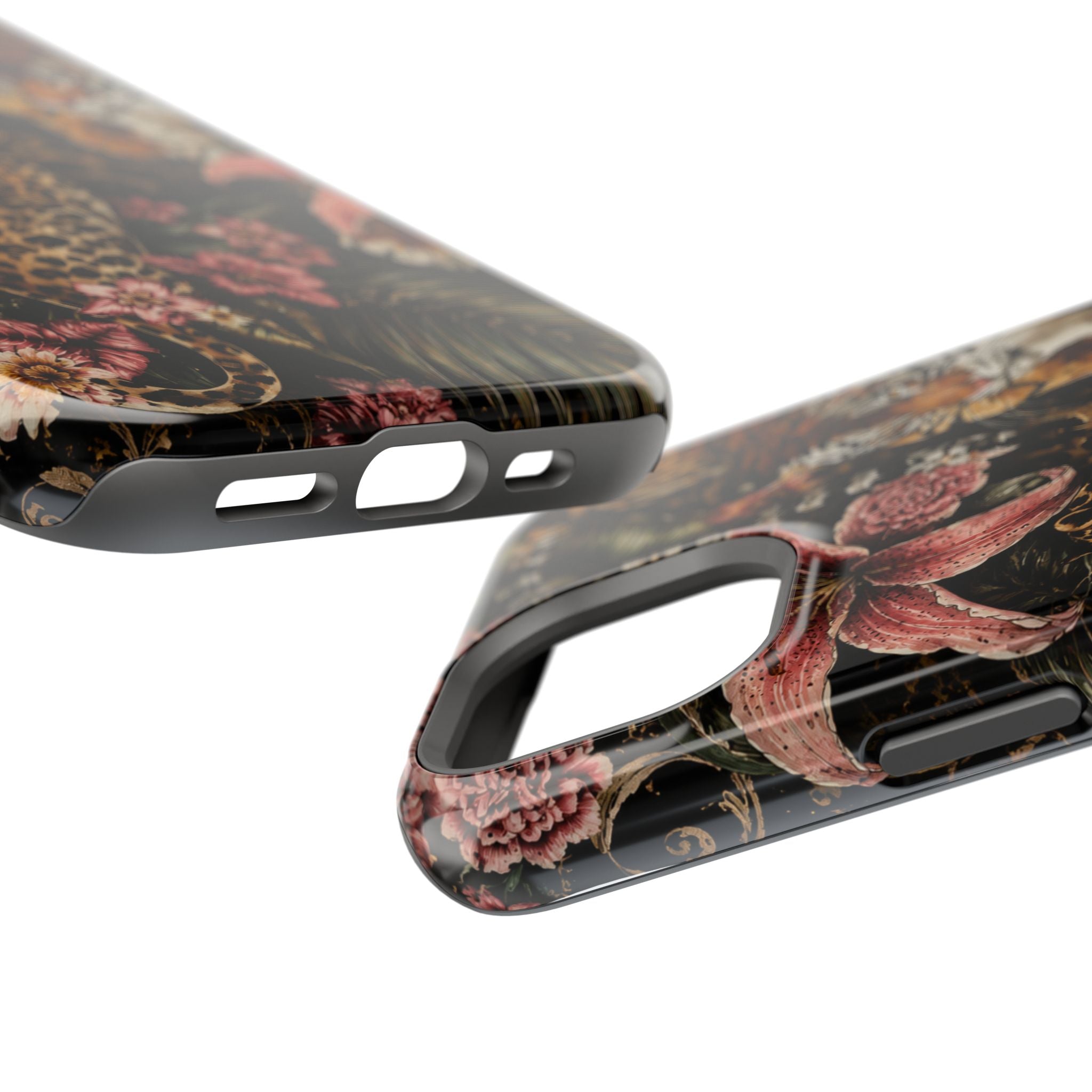 Magnetic Impact-Resistant Phone Case — Tropical Jungle Leopard & Tiger Floral Design