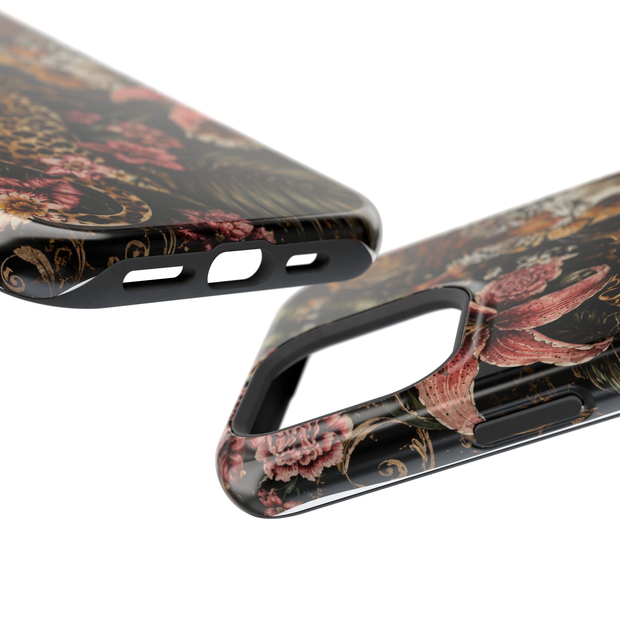 Magnetic Impact-Resistant Phone Case — Tropical Jungle Leopard & Tiger Floral Design