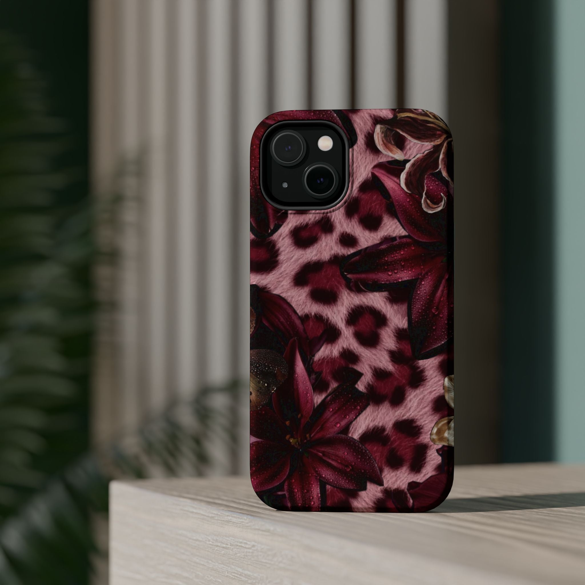 Midnight Bloom Leopard Magnetic Phone Case | MagSafe Compatible Shockproof Protective Cover