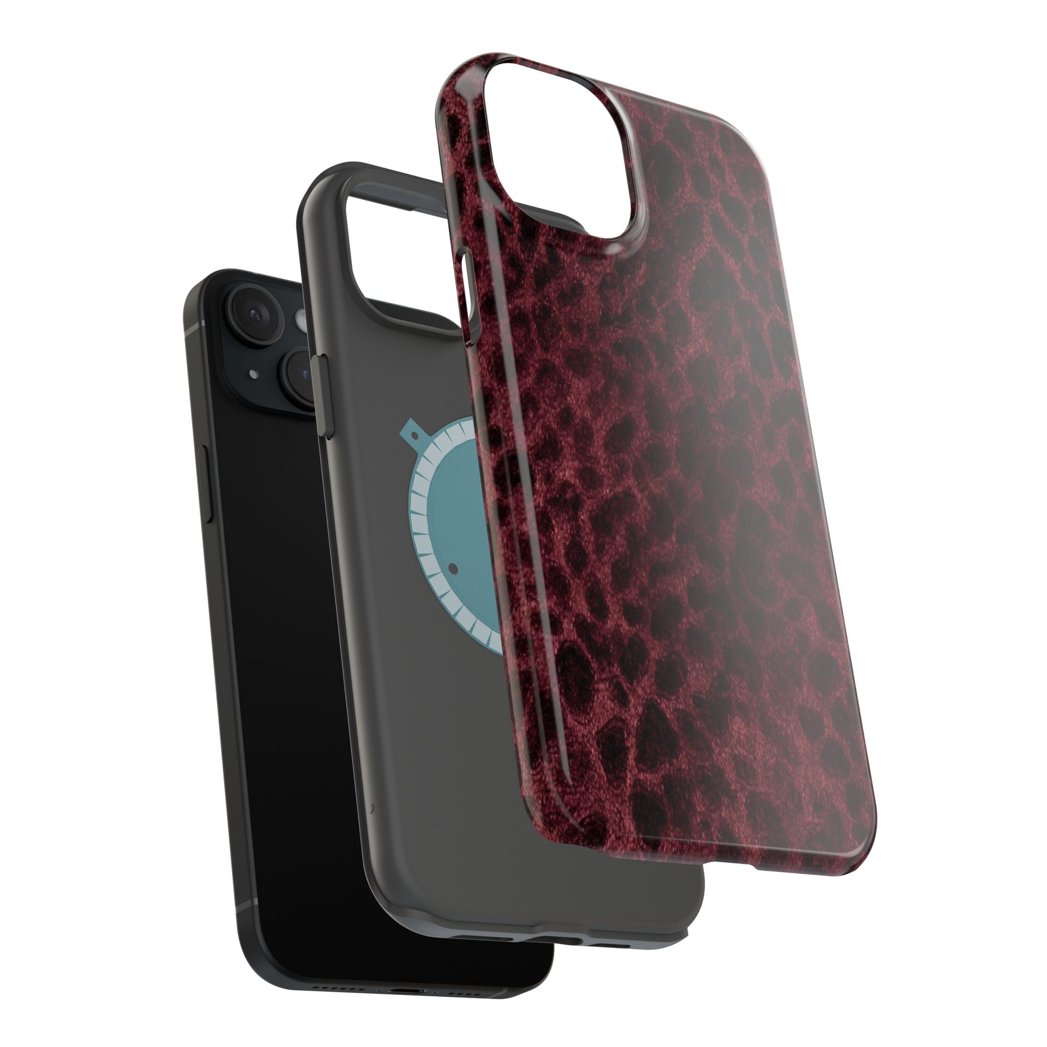Burgundy Leopard Magnetic Phone Case | MagSafe Compatible Shockproof Protective Cover