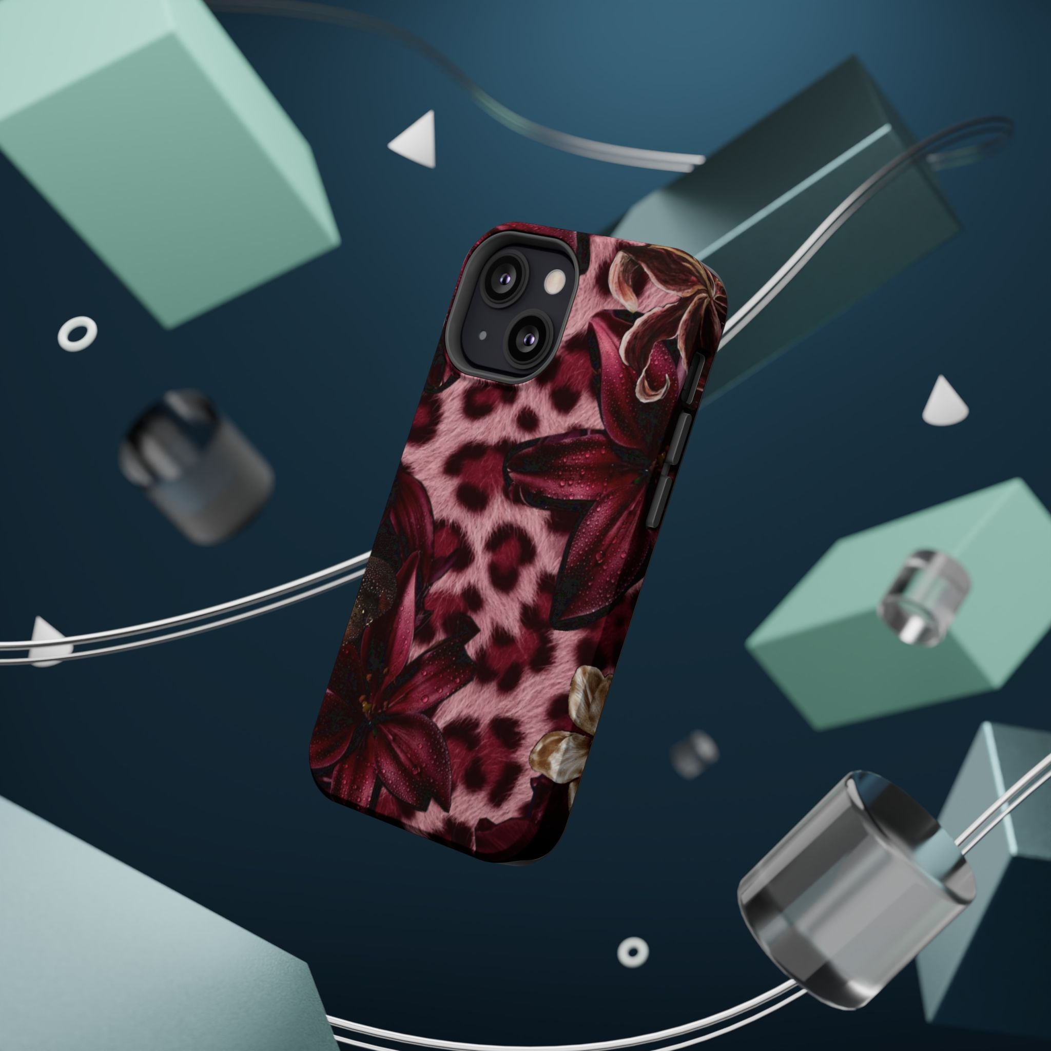 Midnight Bloom Leopard Magnetic Phone Case | MagSafe Compatible Shockproof Protective Cover