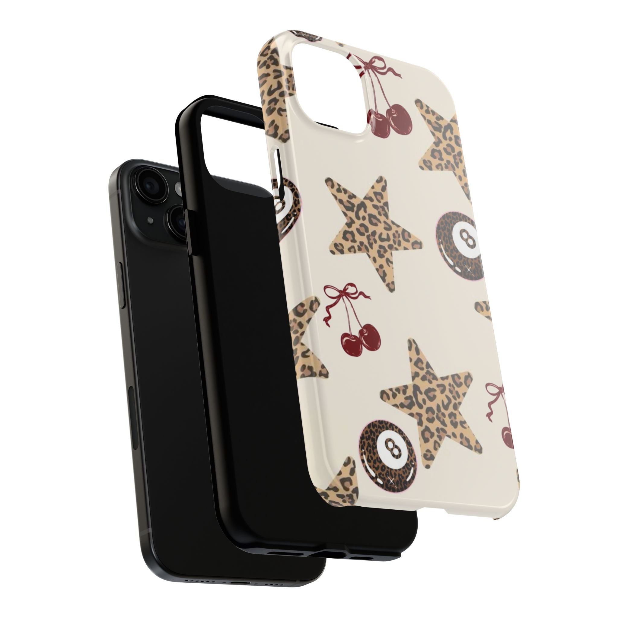 Leopard Star & Cherry Tough Phone Case — Retro Pool 8-Ball Pattern