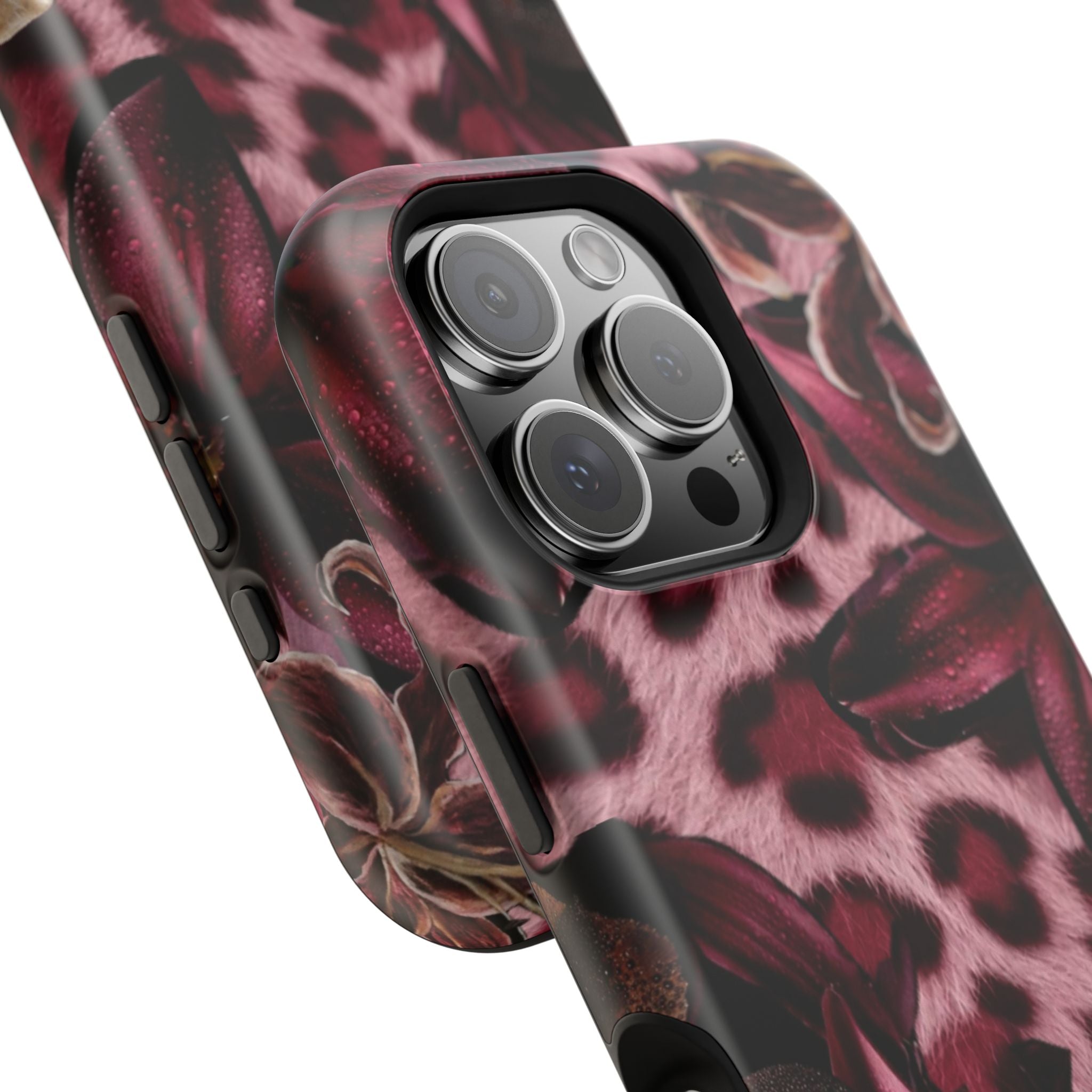 Midnight Bloom Leopard Magnetic Phone Case | MagSafe Compatible Shockproof Protective Cover