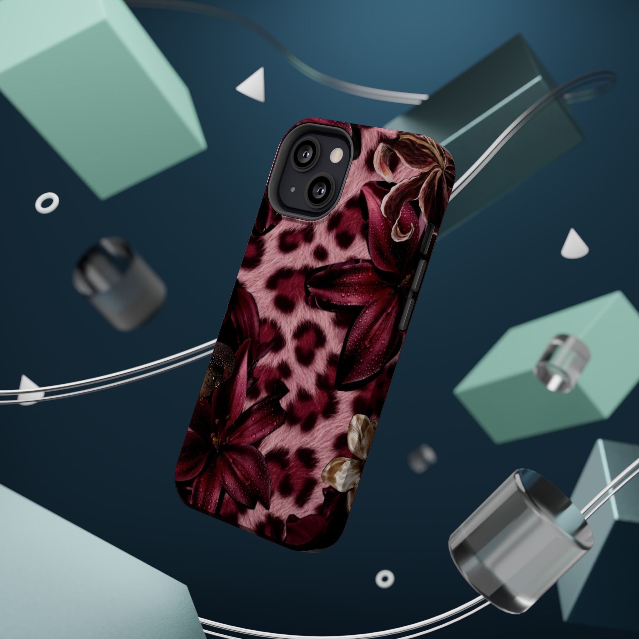 Midnight Bloom Leopard Magnetic Phone Case | MagSafe Compatible Shockproof Protective Cover