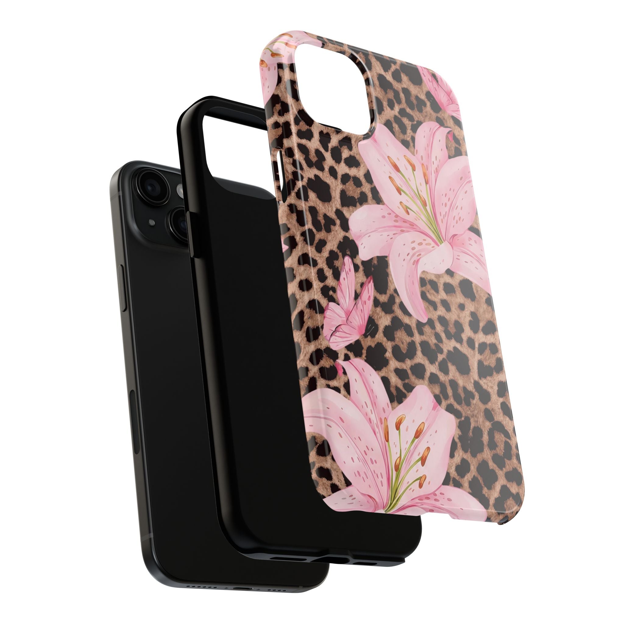 Blush Leopard Lily Magnetic Phone Case | MagSafe Compatible Shockproof Protective Cover