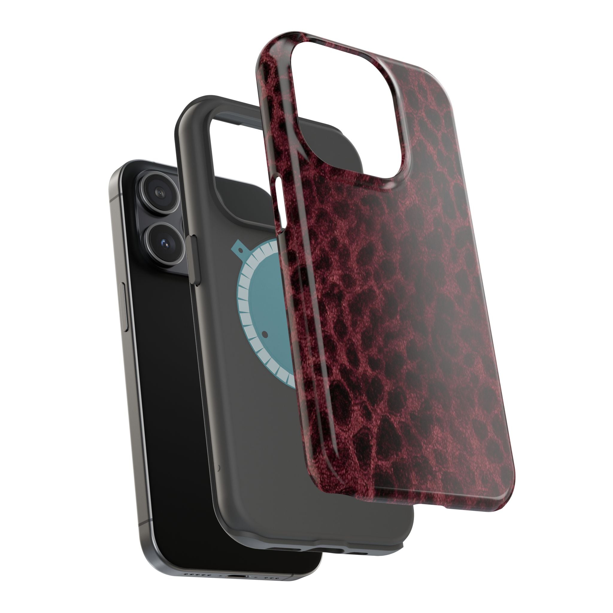Burgundy Leopard Magnetic Phone Case | MagSafe Compatible Shockproof Protective Cover