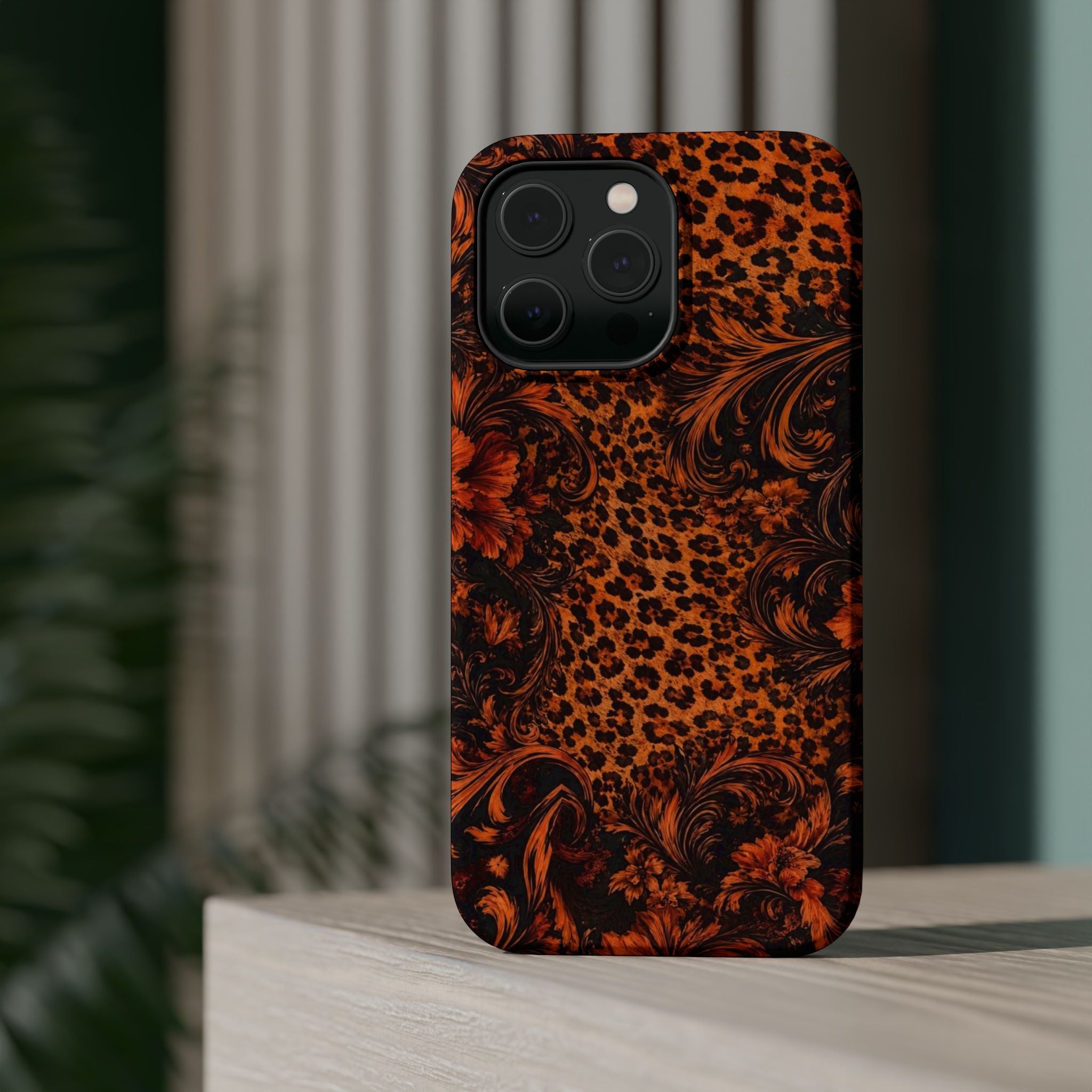 Leopard Baroque Magnetic Phone Case | MagSafe Compatible Shockproof Protective Cover