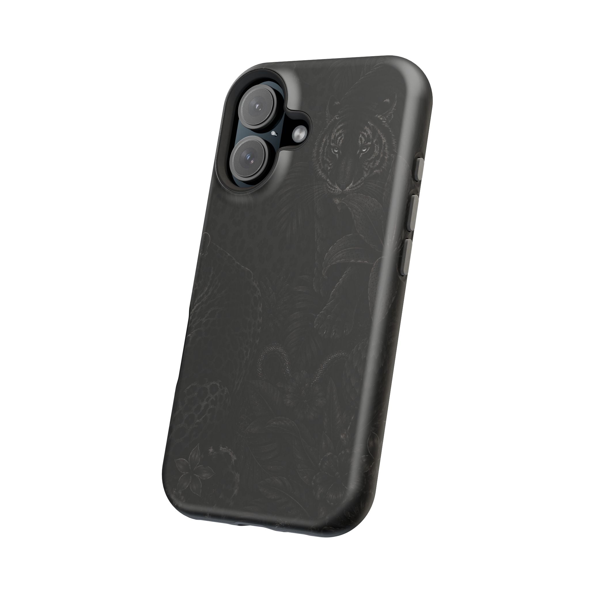 Black Floral Leopard Magnetic Impact-Resistant Phone Case | MagSafe Compatible Shockproof Cover