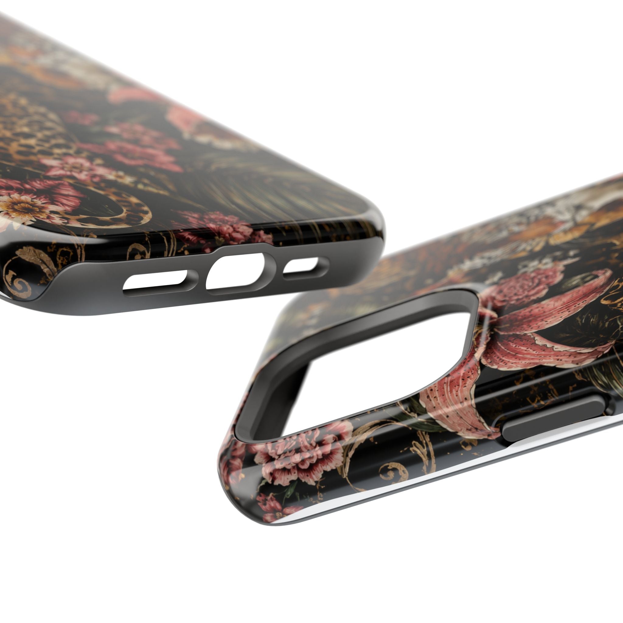 Magnetic Impact-Resistant Phone Case — Tropical Jungle Leopard & Tiger Floral Design
