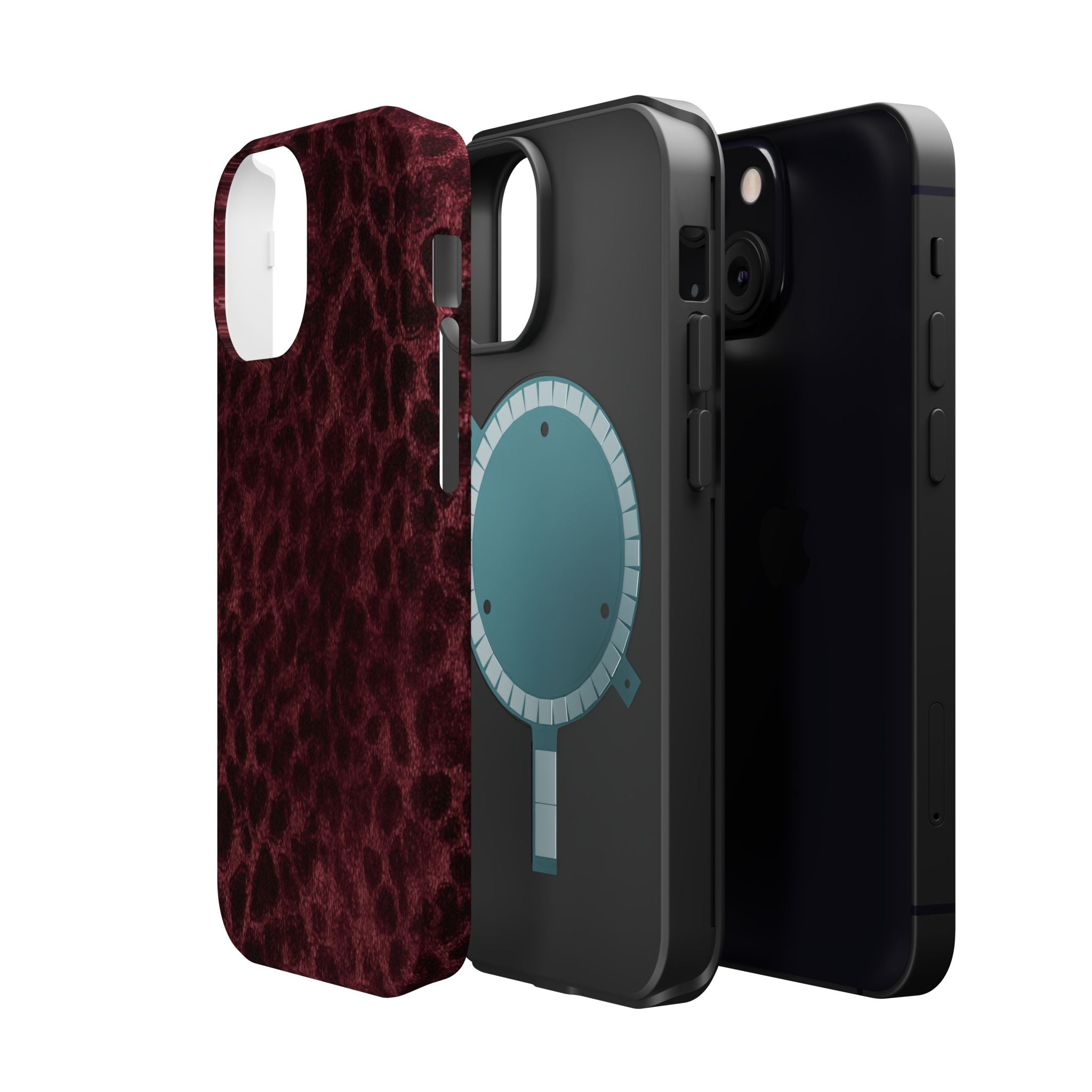 Burgundy Leopard Magnetic Phone Case | MagSafe Compatible Shockproof Protective Cover