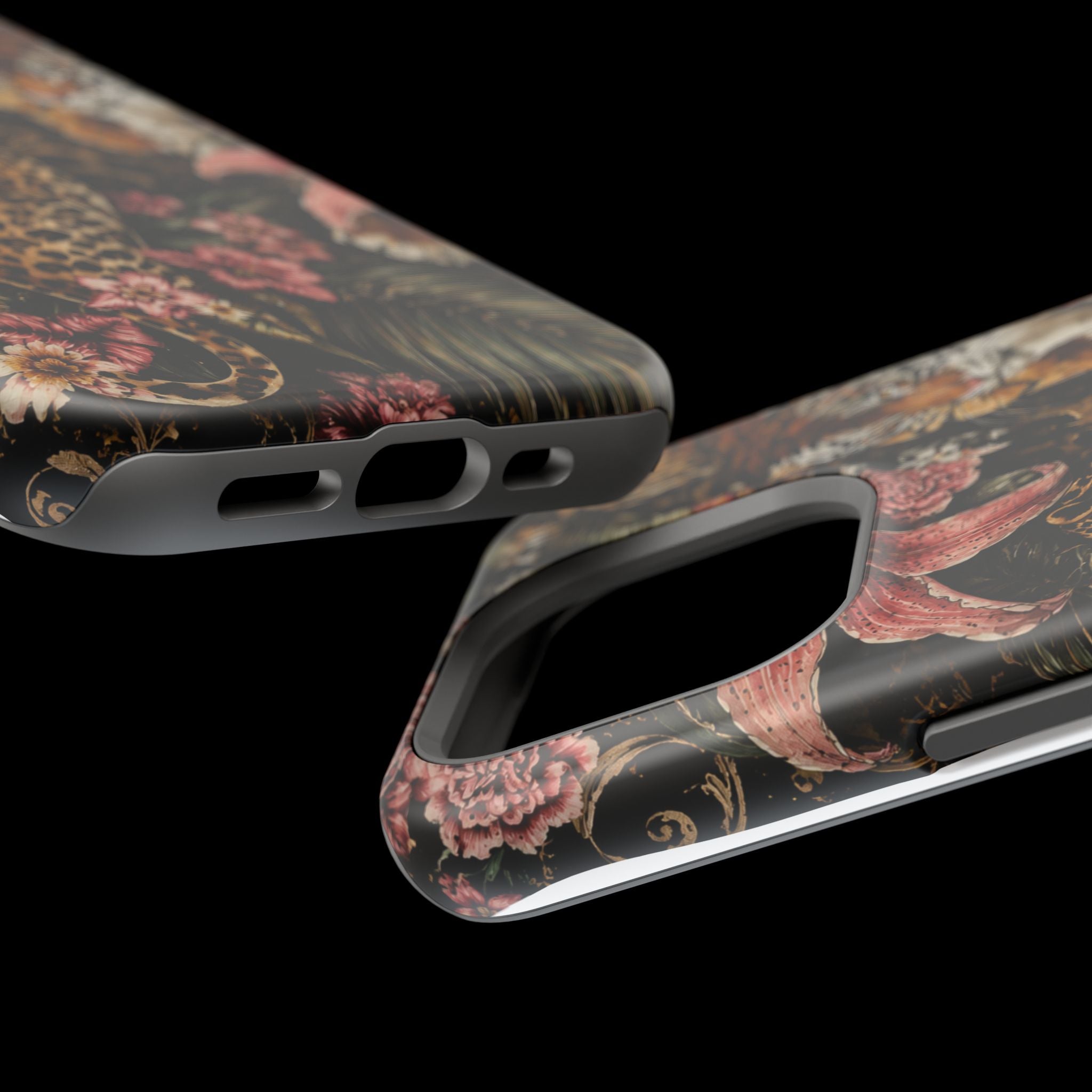 Magnetic Impact-Resistant Phone Case — Tropical Jungle Leopard & Tiger Floral Design