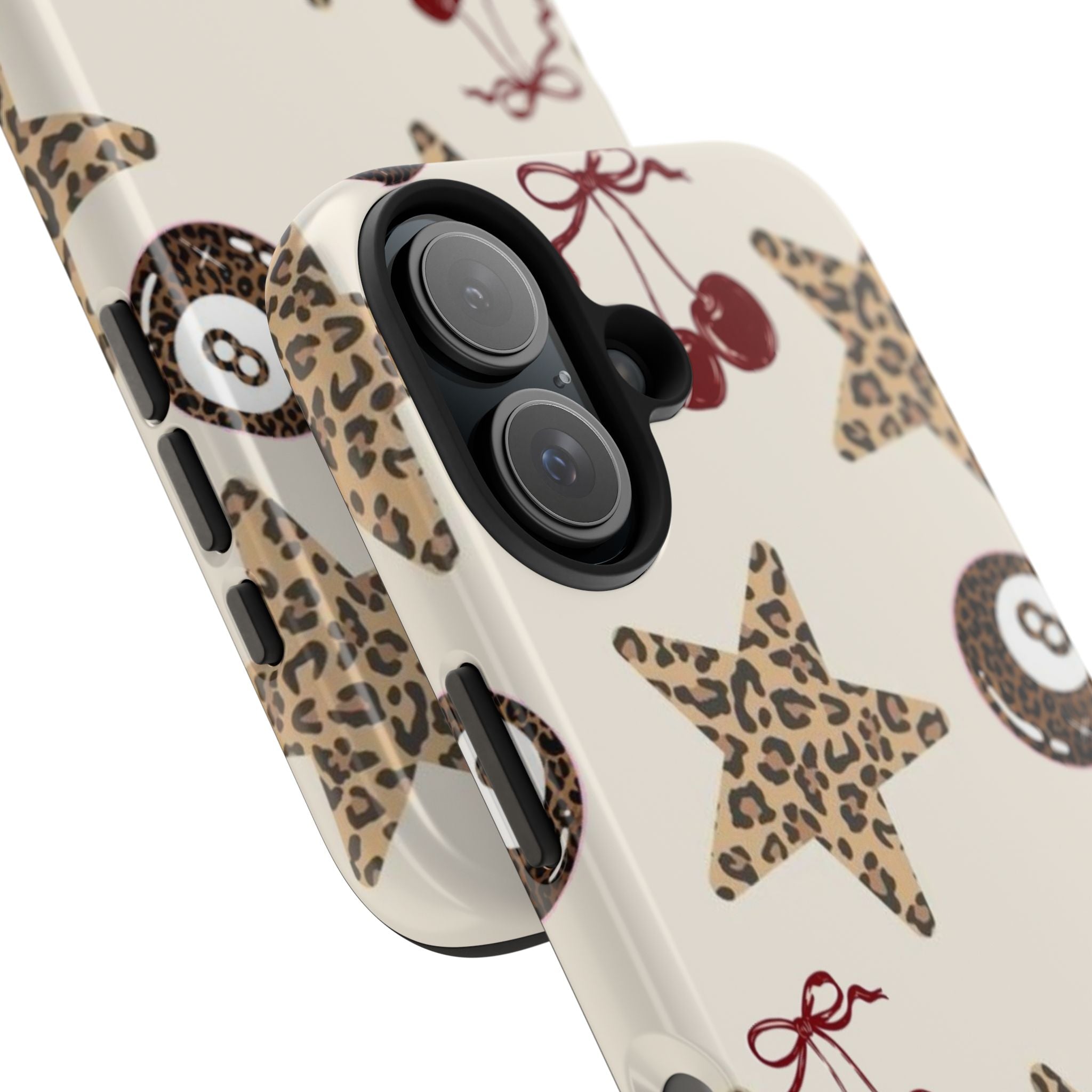 Leopard Star & Cherry Tough Phone Case — Retro Pool 8-Ball Pattern