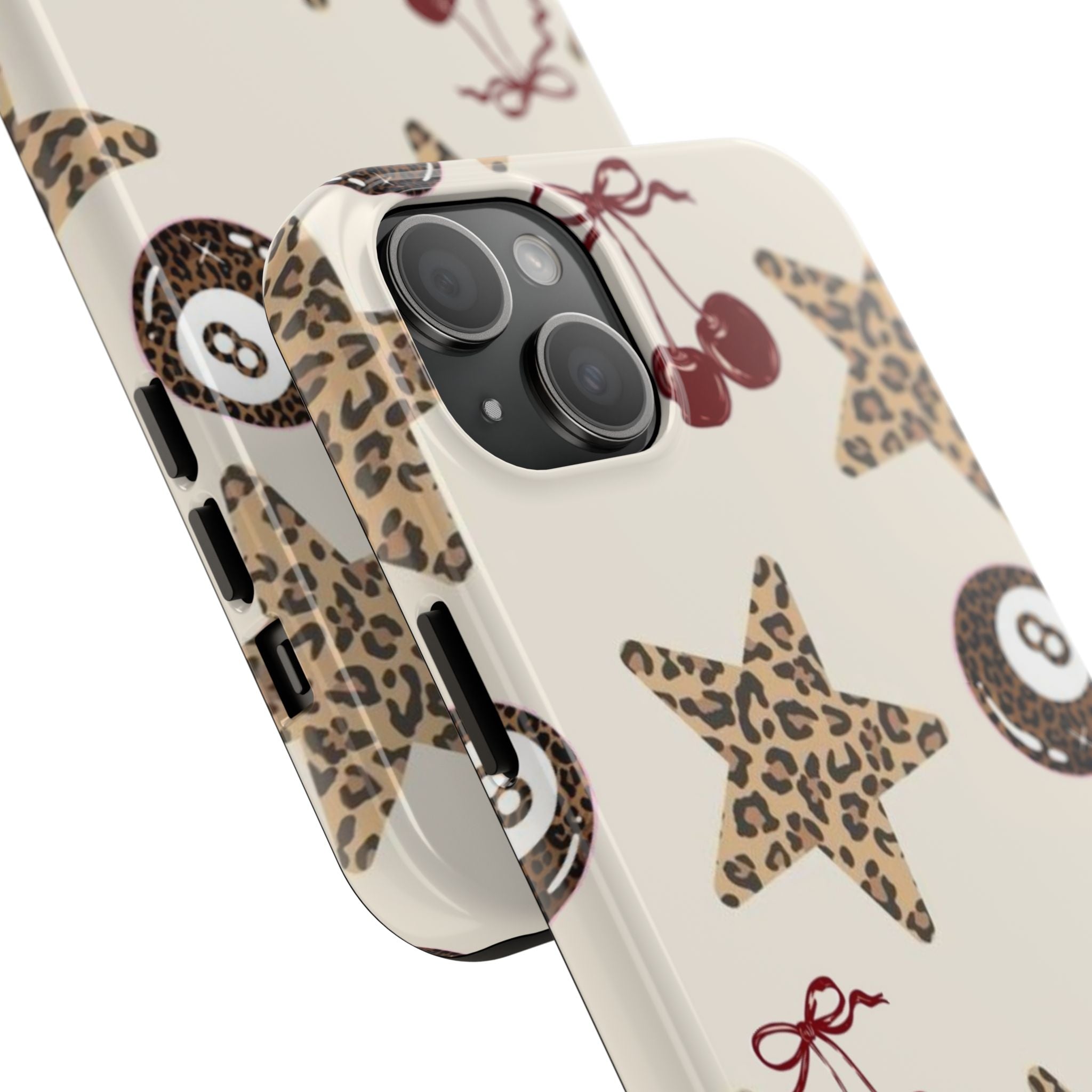 Leopard Star & Cherry Tough Phone Case — Retro Pool 8-Ball Pattern